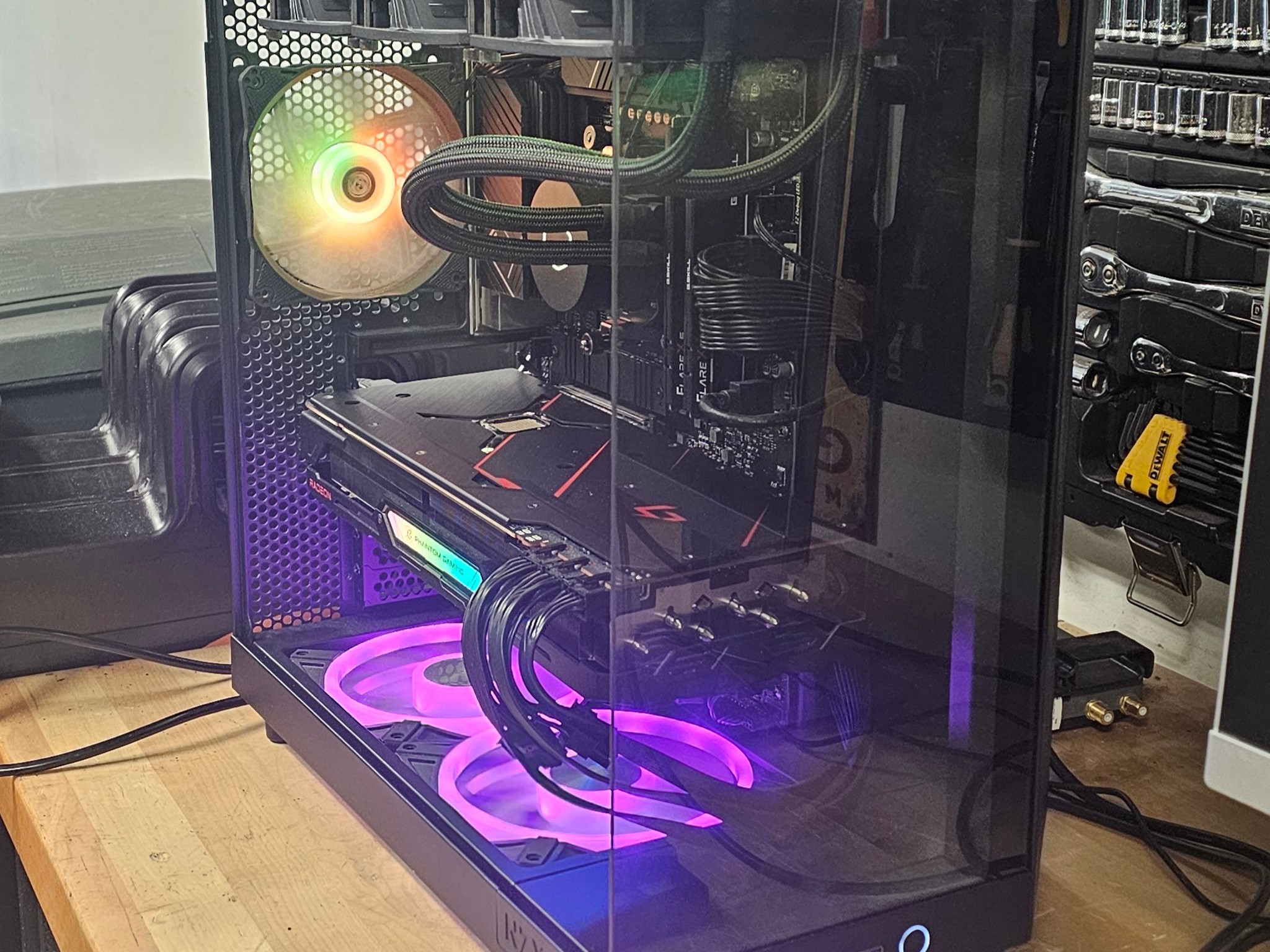 Black NZXT PC Case with Tempered Glass w/ 5 Fans