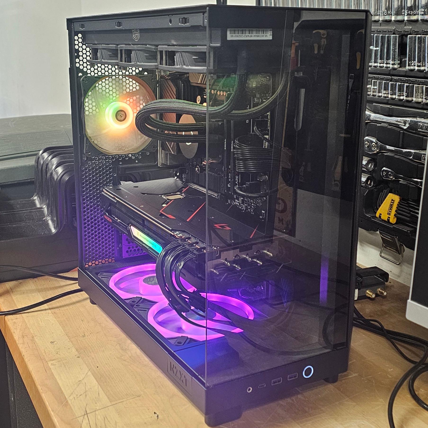 Black NZXT PC Case with Tempered Glass w/ 5 Fans