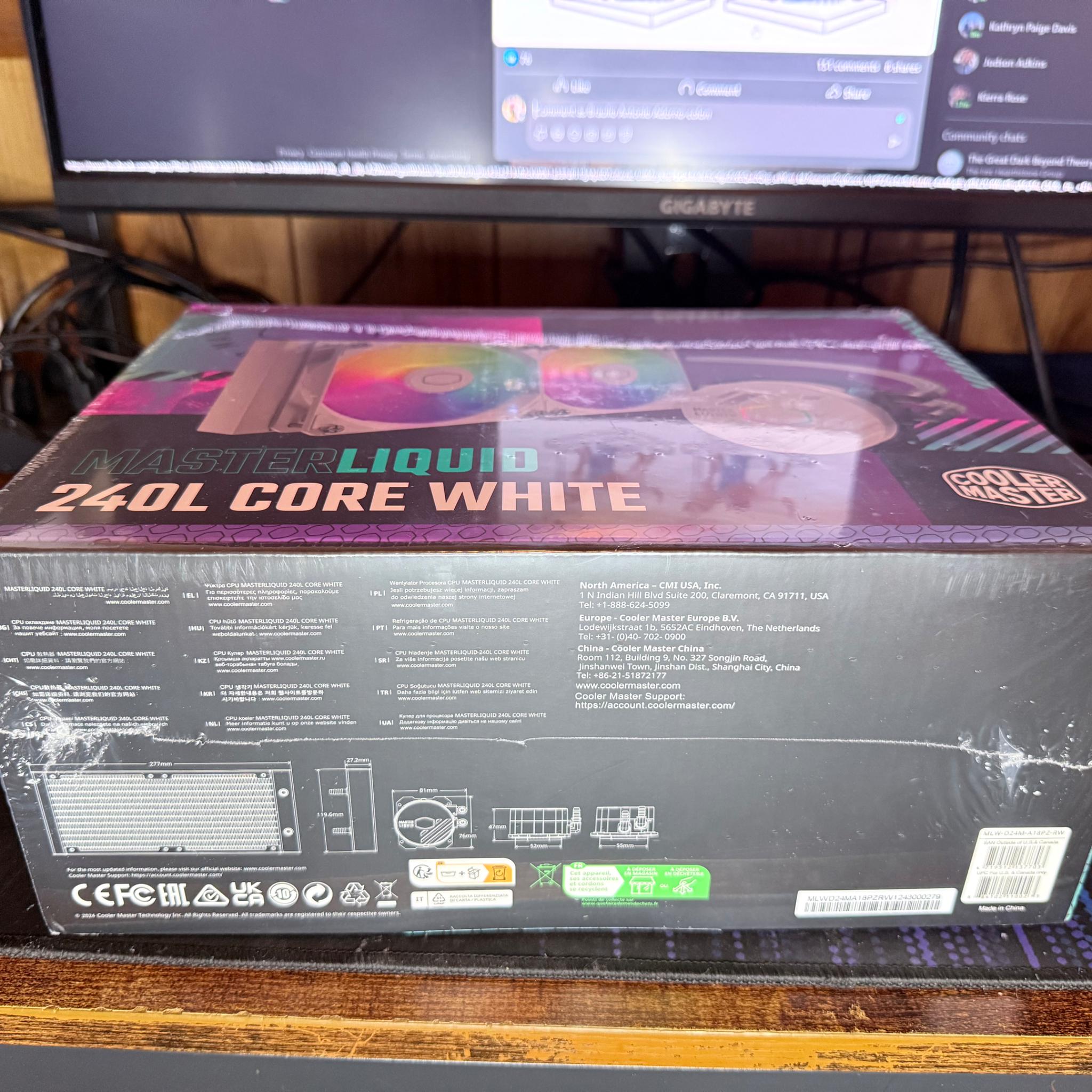 BNIB Cooler Master 240L Core 240mm White AIO Cooler