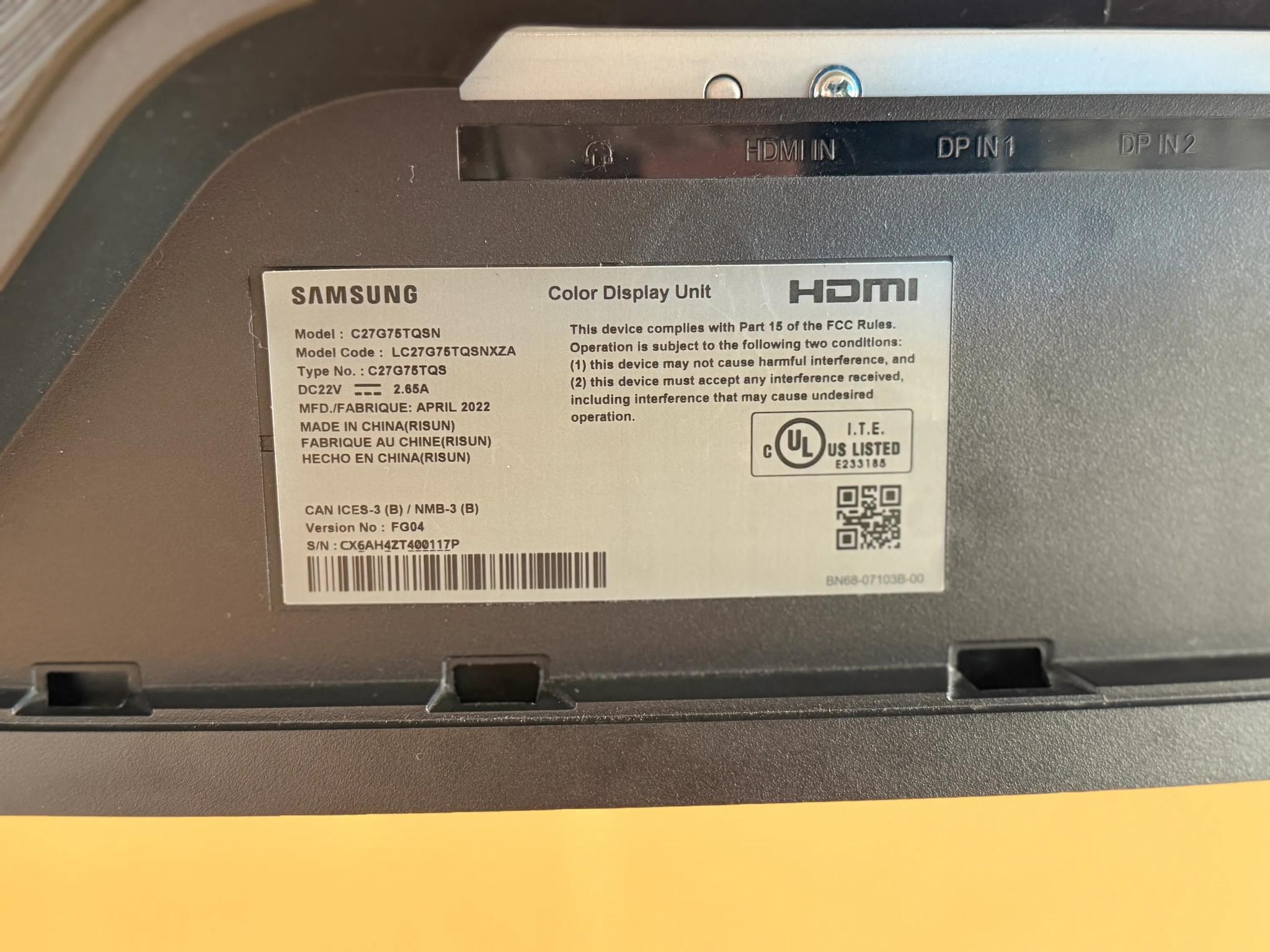 Samsung Odyssey G7 (C27G75TQSN) WQHD 240Hz, 1ms w/1000R Curvature