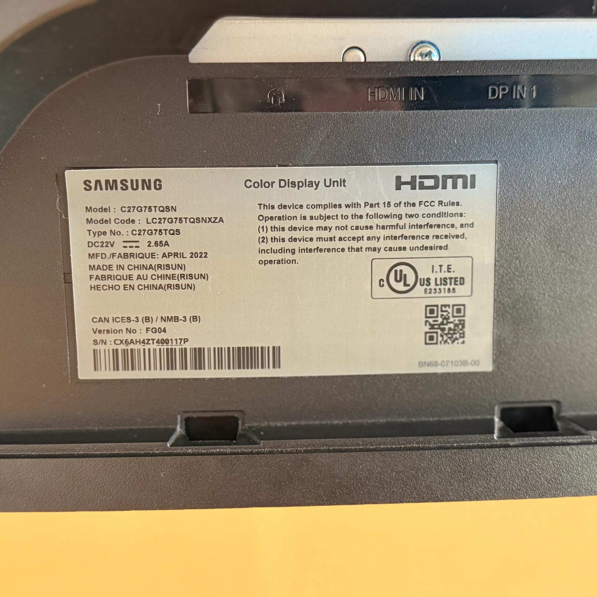 Samsung Odyssey G7 (C27G75TQSN) WQHD 240Hz, 1ms w/1000R Curvature