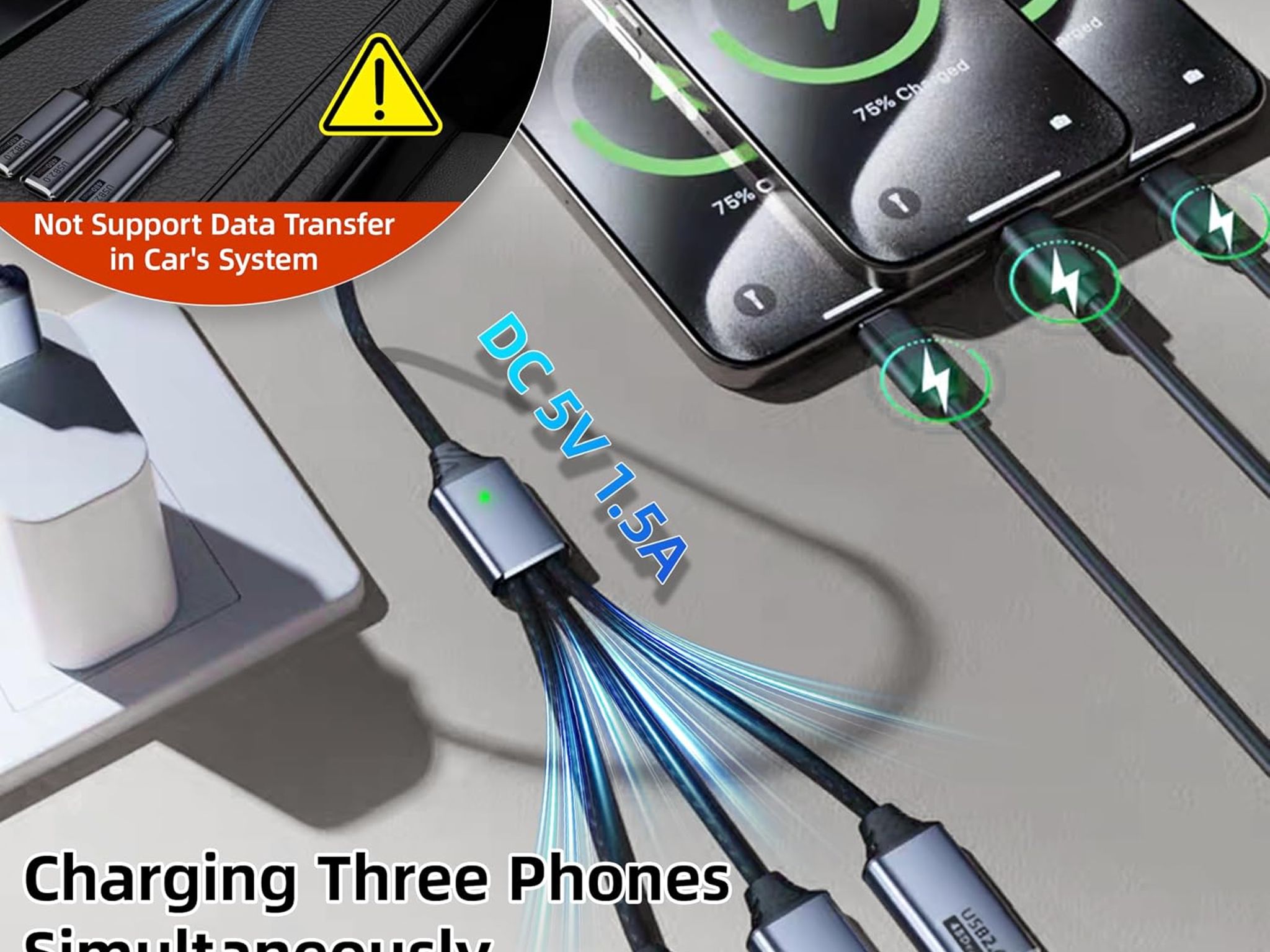 USB C Splitter 1 in 3 USB-C Out USB Type C Splitter USBC Male to Multi Type C Female Port
