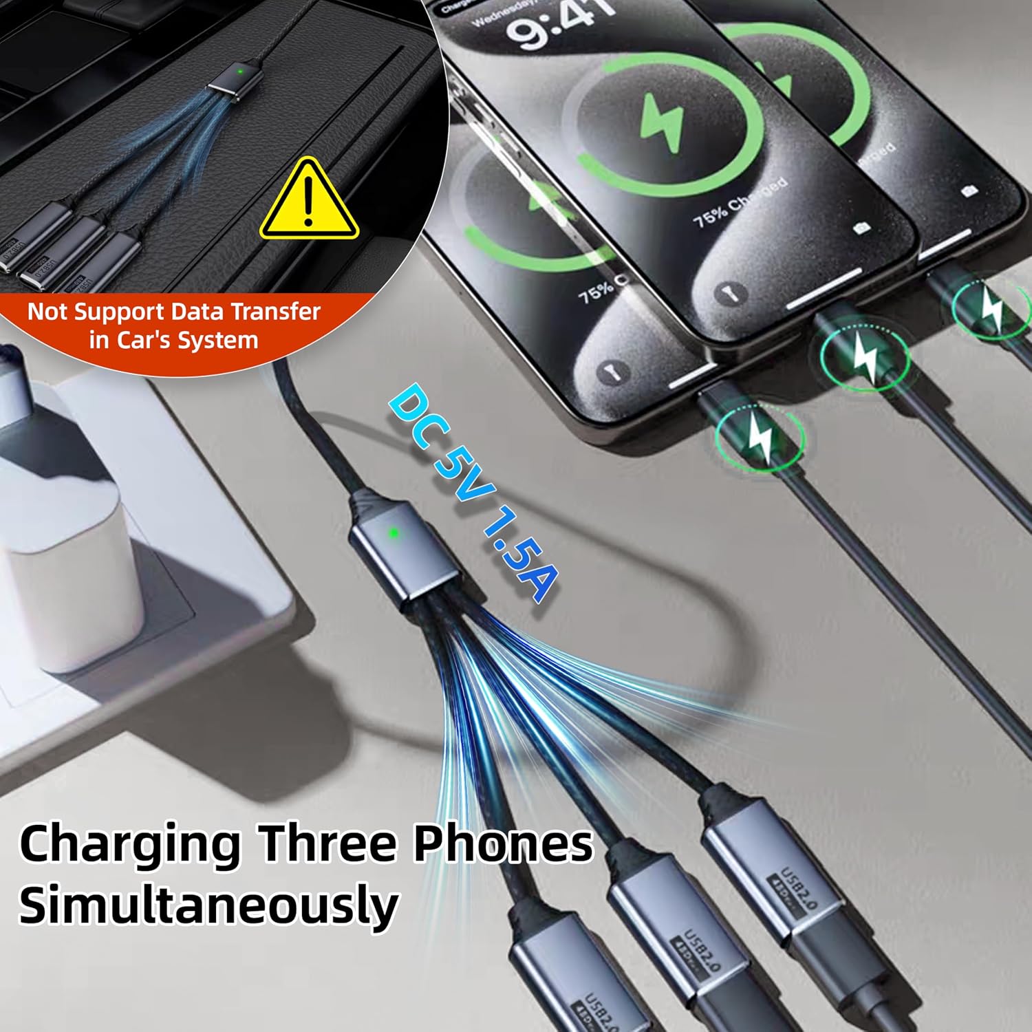 USB C Splitter 1 in 3 USB-C Out USB Type C Splitter USBC Male to Multi Type C Female Port