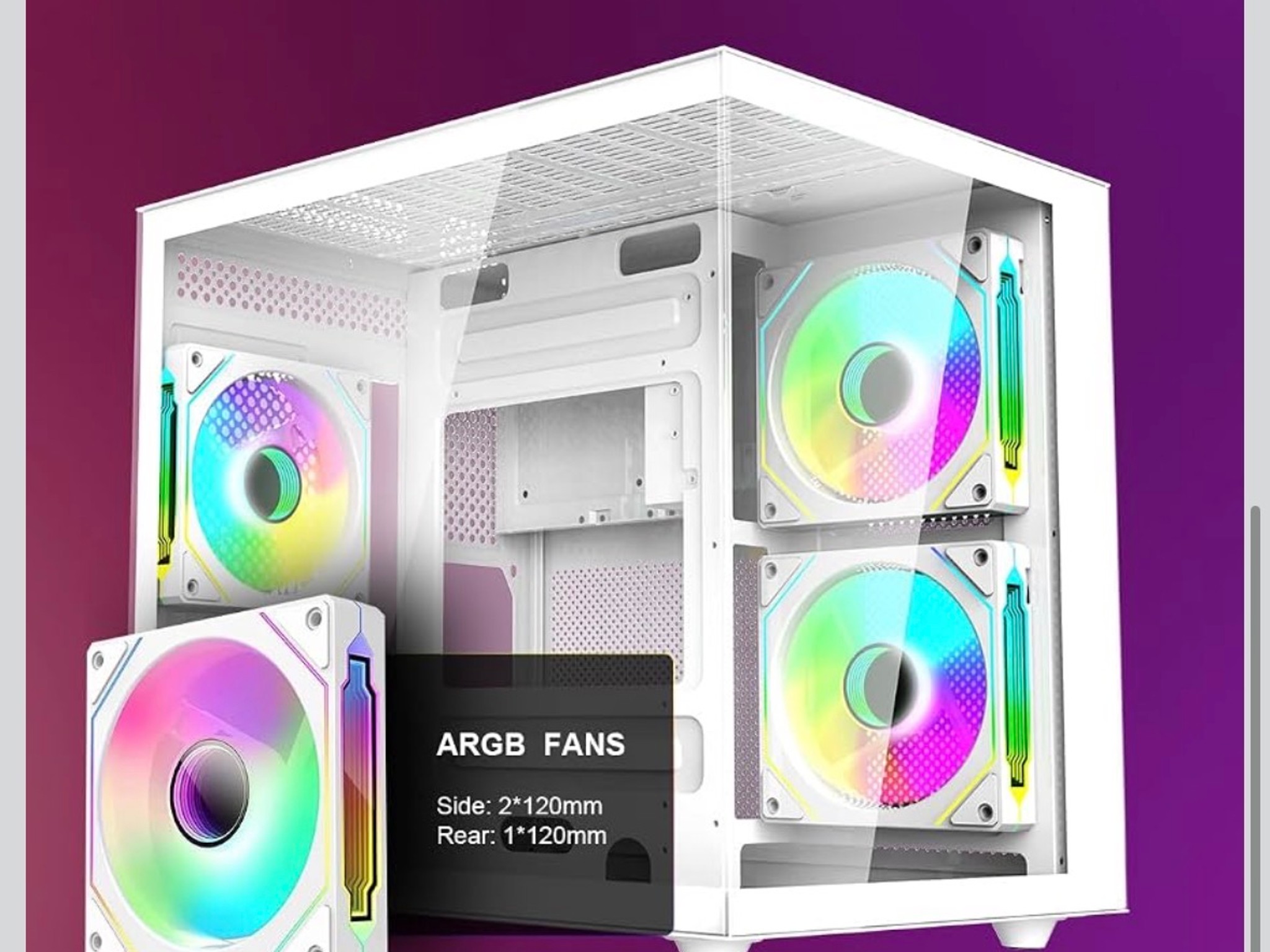 RUIX OV502 M-ATX Mini-Tower PC Case, Pre-Installed 3 x 120mm Fans