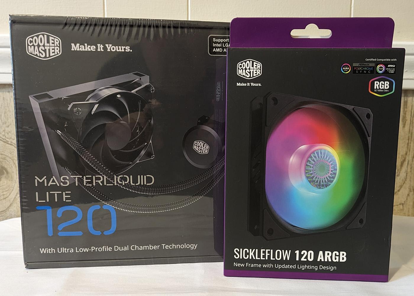 NIB - Cooler Master MasterLiquid Lite 120 AIO CPU cooler + an added CM Sickleflow 120mm PWM ARGB Fan