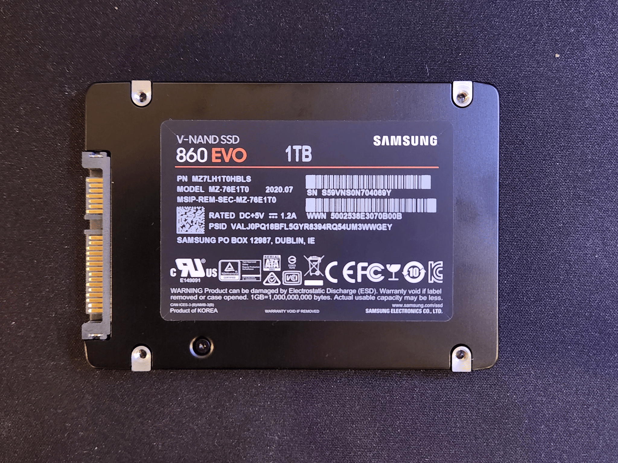 Samsung 860 EVO 1TB SATA SSD - Used