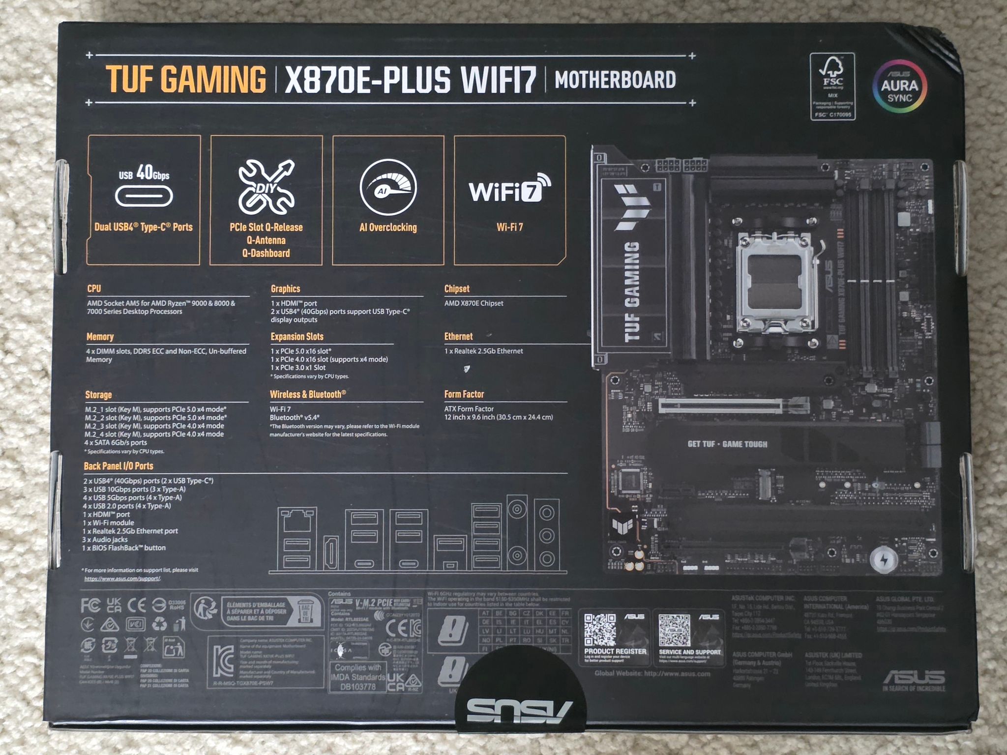 ASUS TUF GAMING X870E-PLUS WIFI7 AM5 ATX Motherboard Brand New Sealed