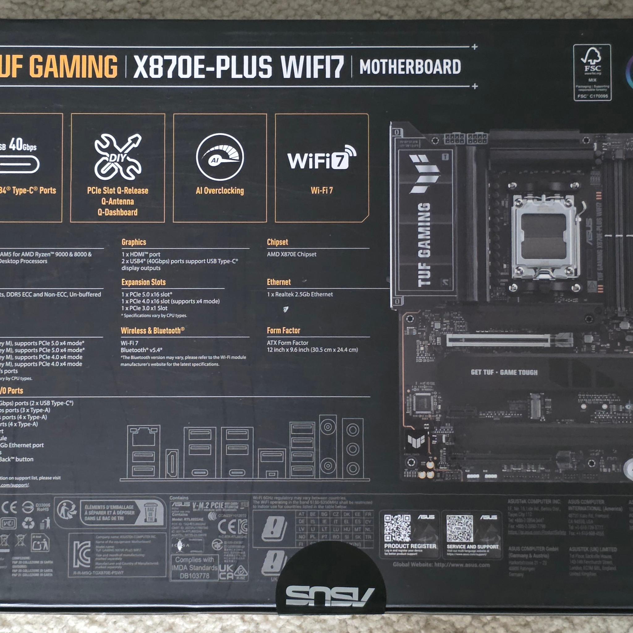 ASUS TUF GAMING X870E-PLUS WIFI7 AM5 Brand New Sealed