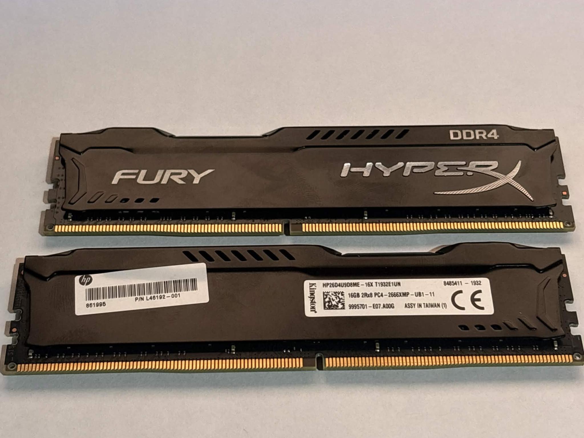 HyperX Fury 16GB (2x8GB) DDR4 2666MHz RAM HP OEM