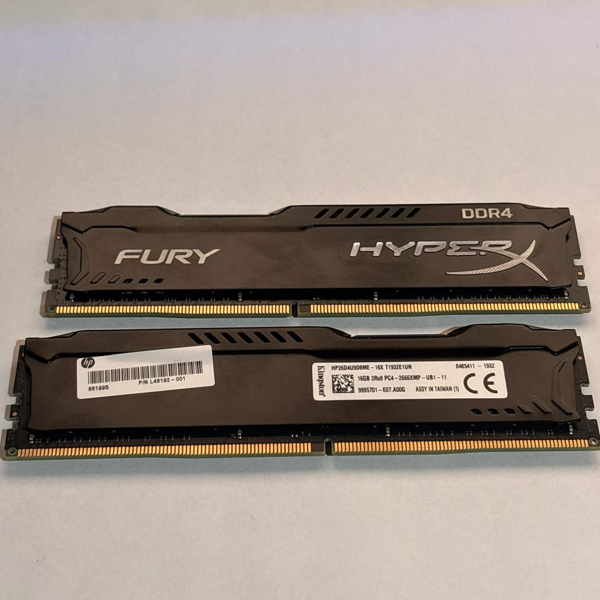 HyperX Fury 16GB (2x8GB) DDR4 2666MHz RAM HP OEM