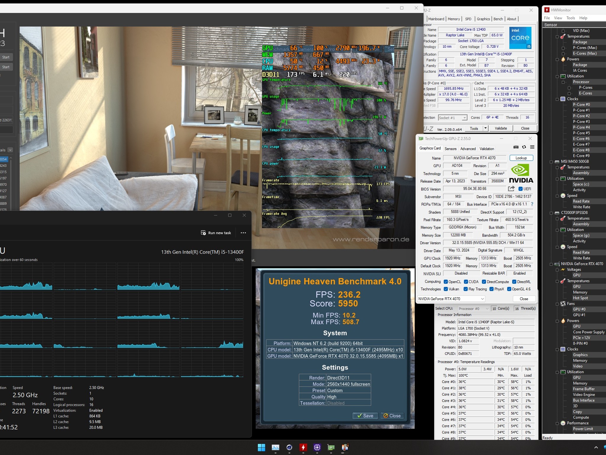 Intel Core i5 13400F, Nvidia MSI RTX 4070 oc, 32GB RAM, 500GB MSI SSD NVMe, Corsair PSU 850W