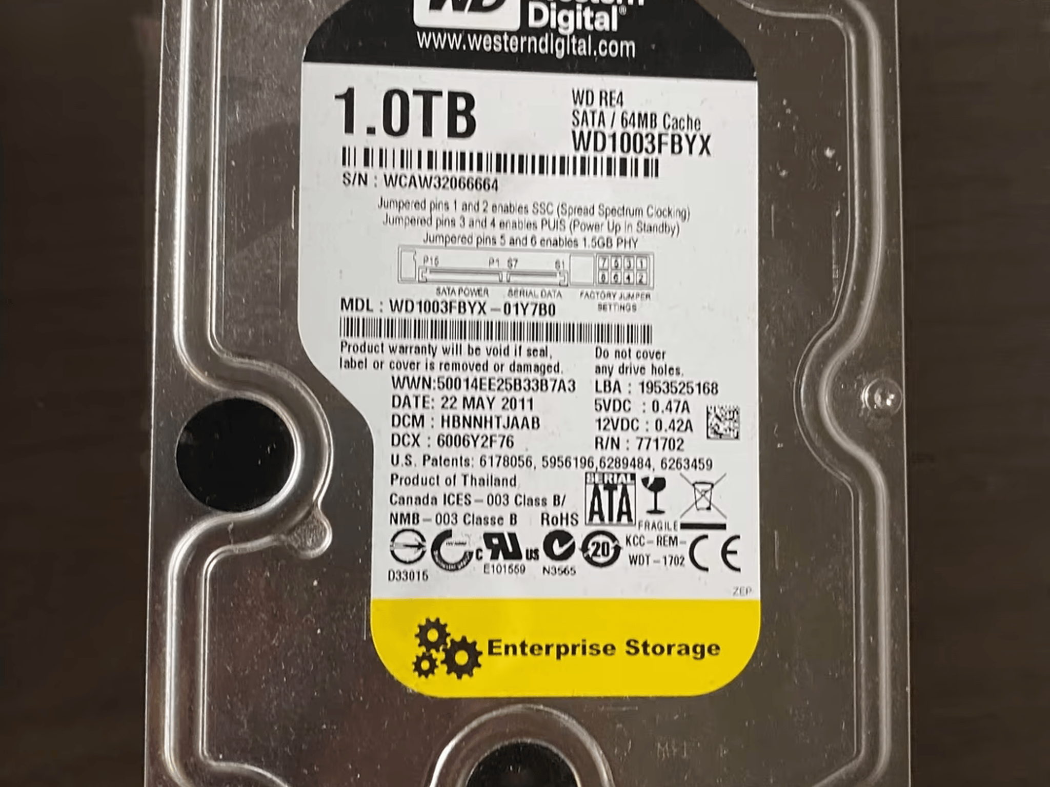 WESTERN DIGITAL BLACK 1 TB HDD 