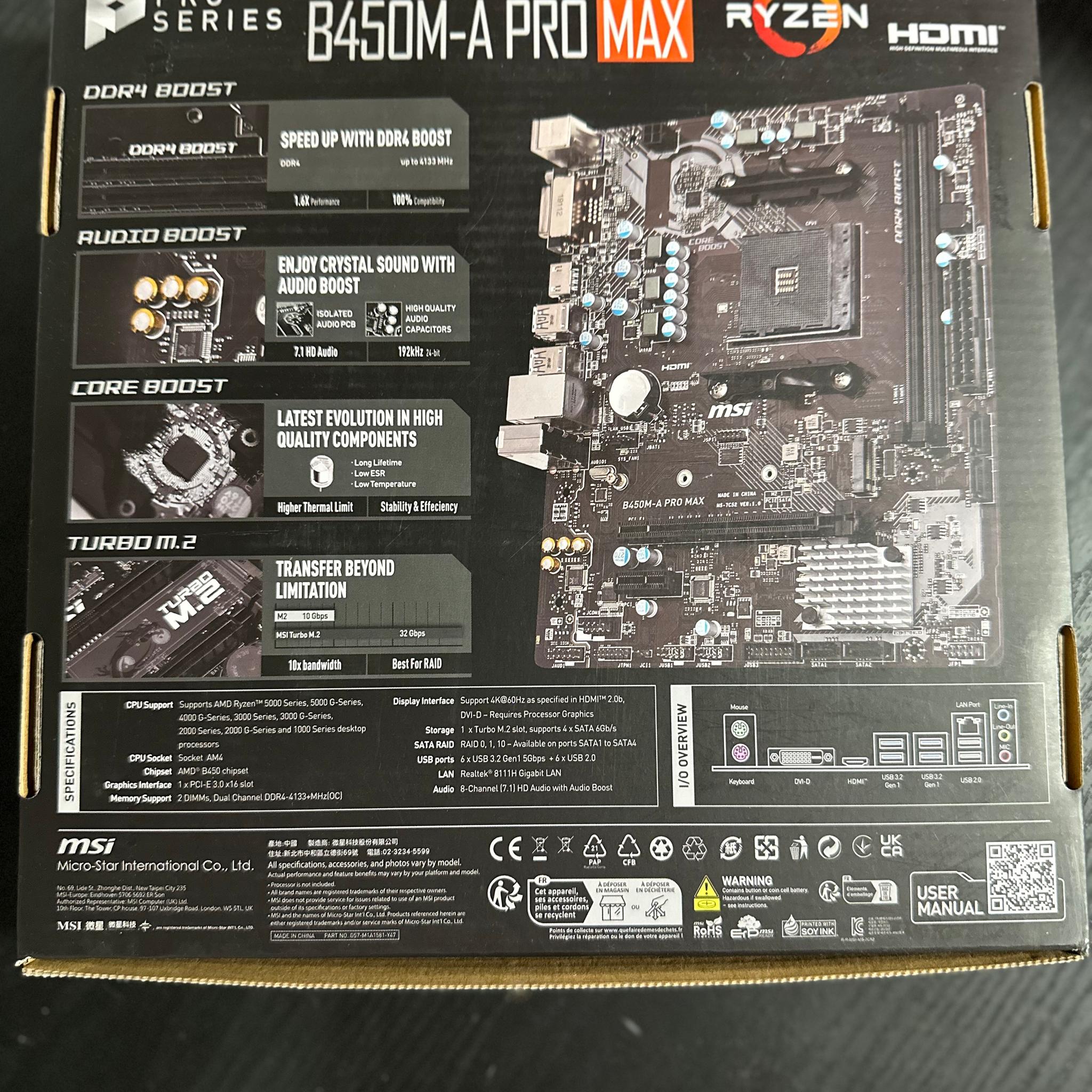 MSI B450M-A Pro Max - AM4 Motherboard