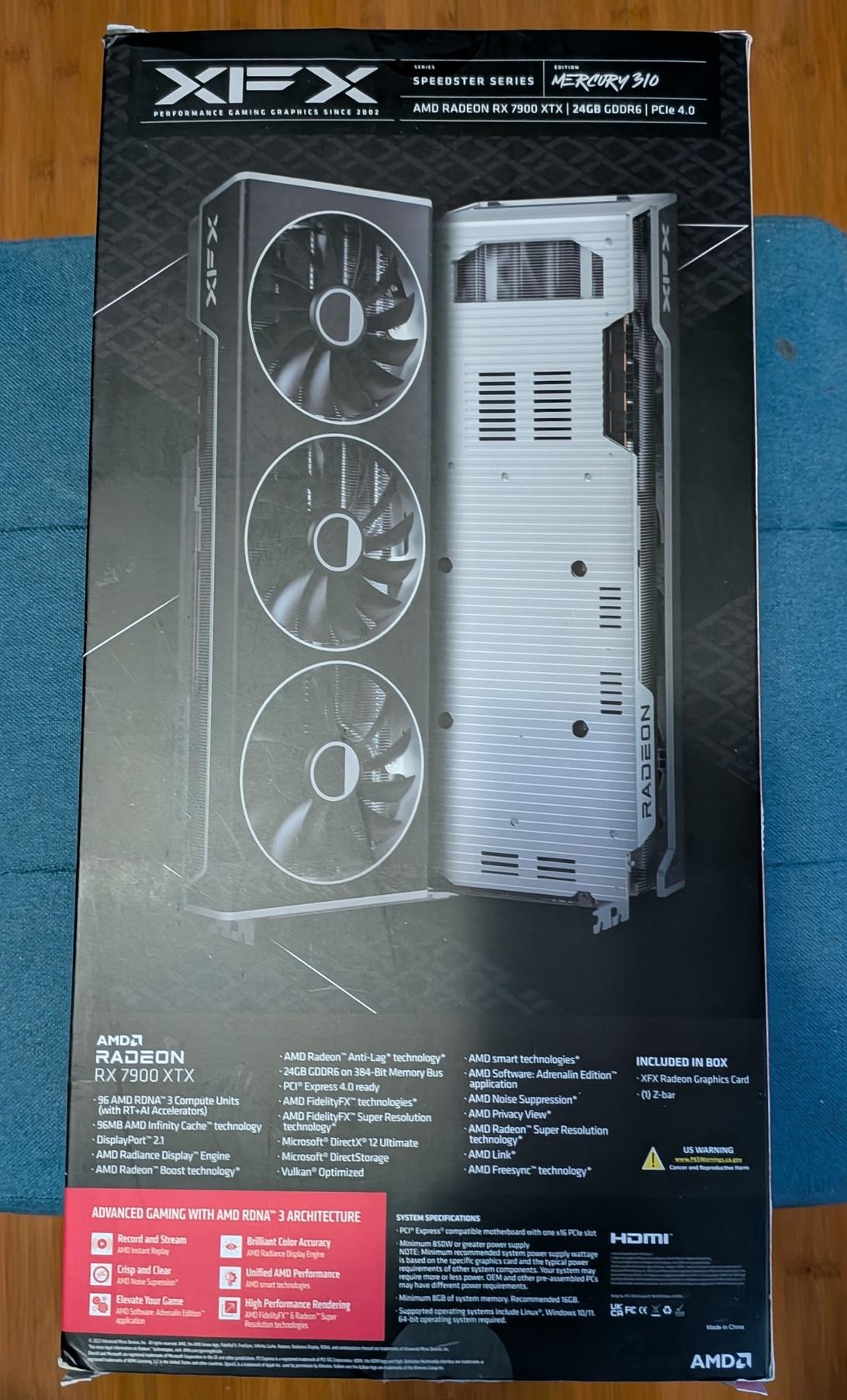 Used XFX Speedster MERC 310 AMD Radeon RX 7900XTX Black Edition 24GB Graphics Card