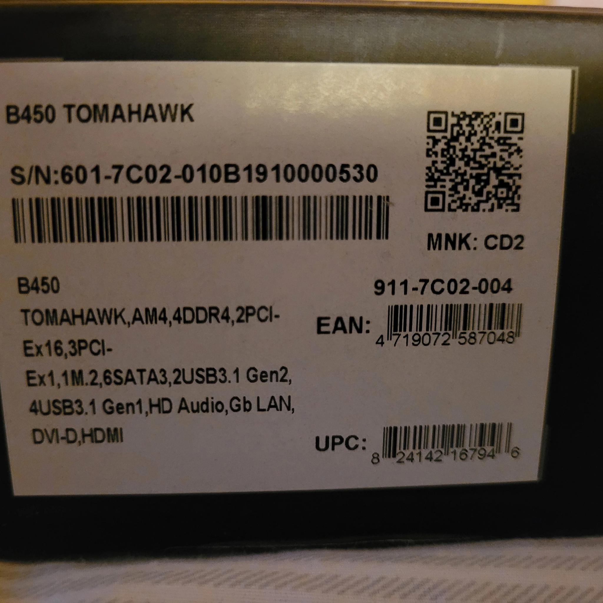 MSI B450 Tomahawk AM4 DDR4