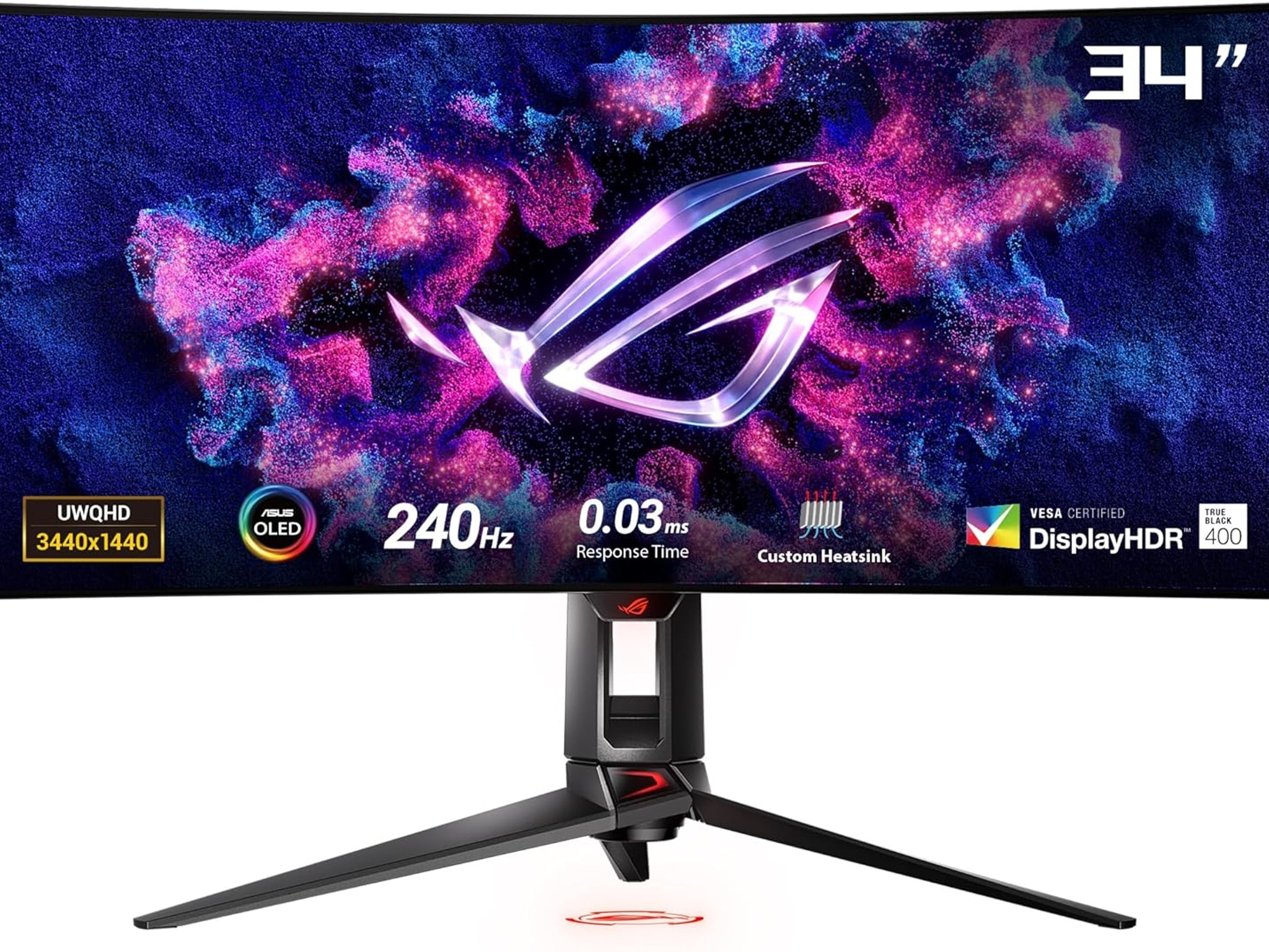 ASUS ROG Swift 34” OLED Ultrawide 800R Curved Gaming Monitor (PG34WCDM) – 21:9 (3440 x 1440), 240Hz