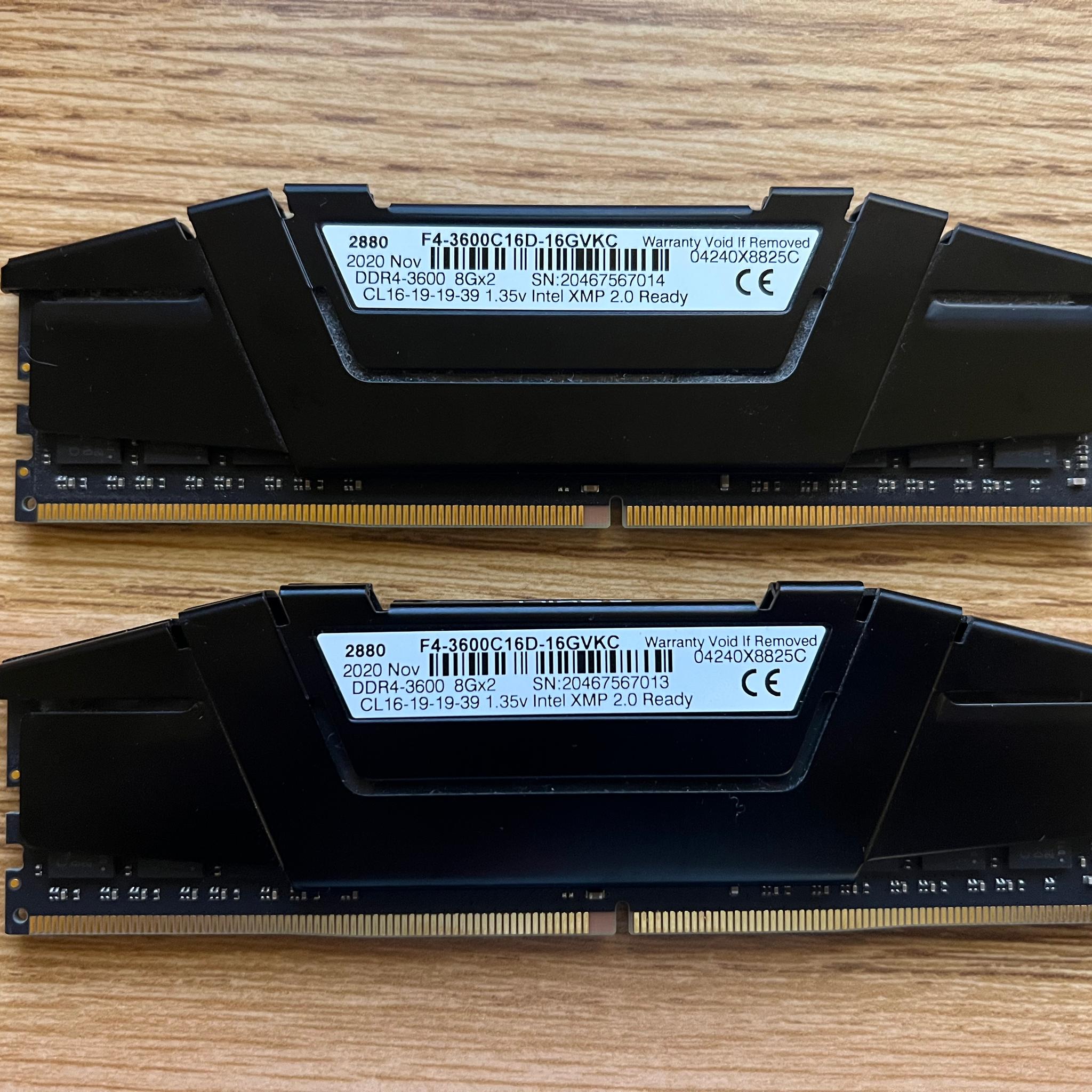16GB (2x8GB) DDR4-3600MHz CL16 G.SKILL RAM Memory