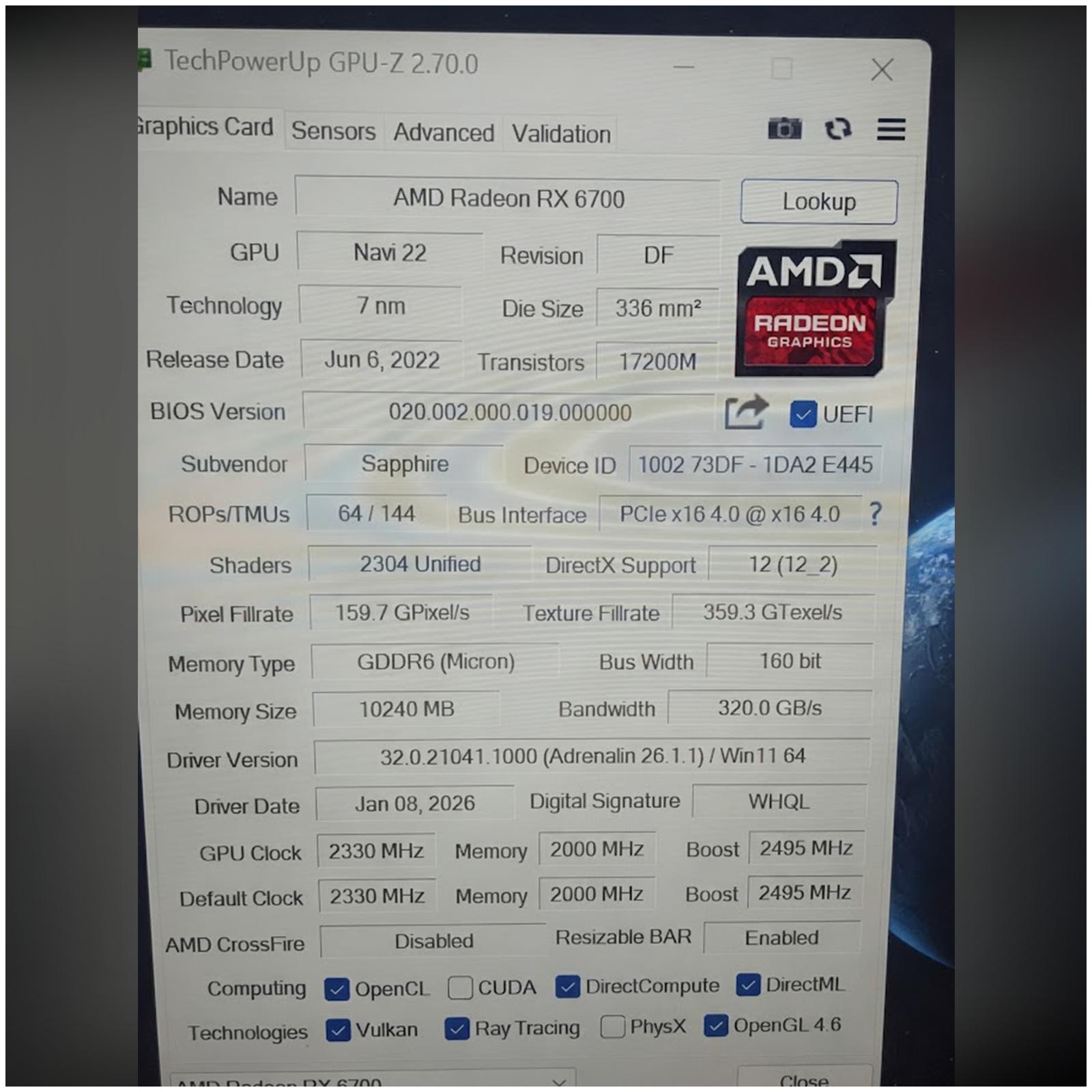Sapphire Pulse AMD Radeon RX 6700 10GB