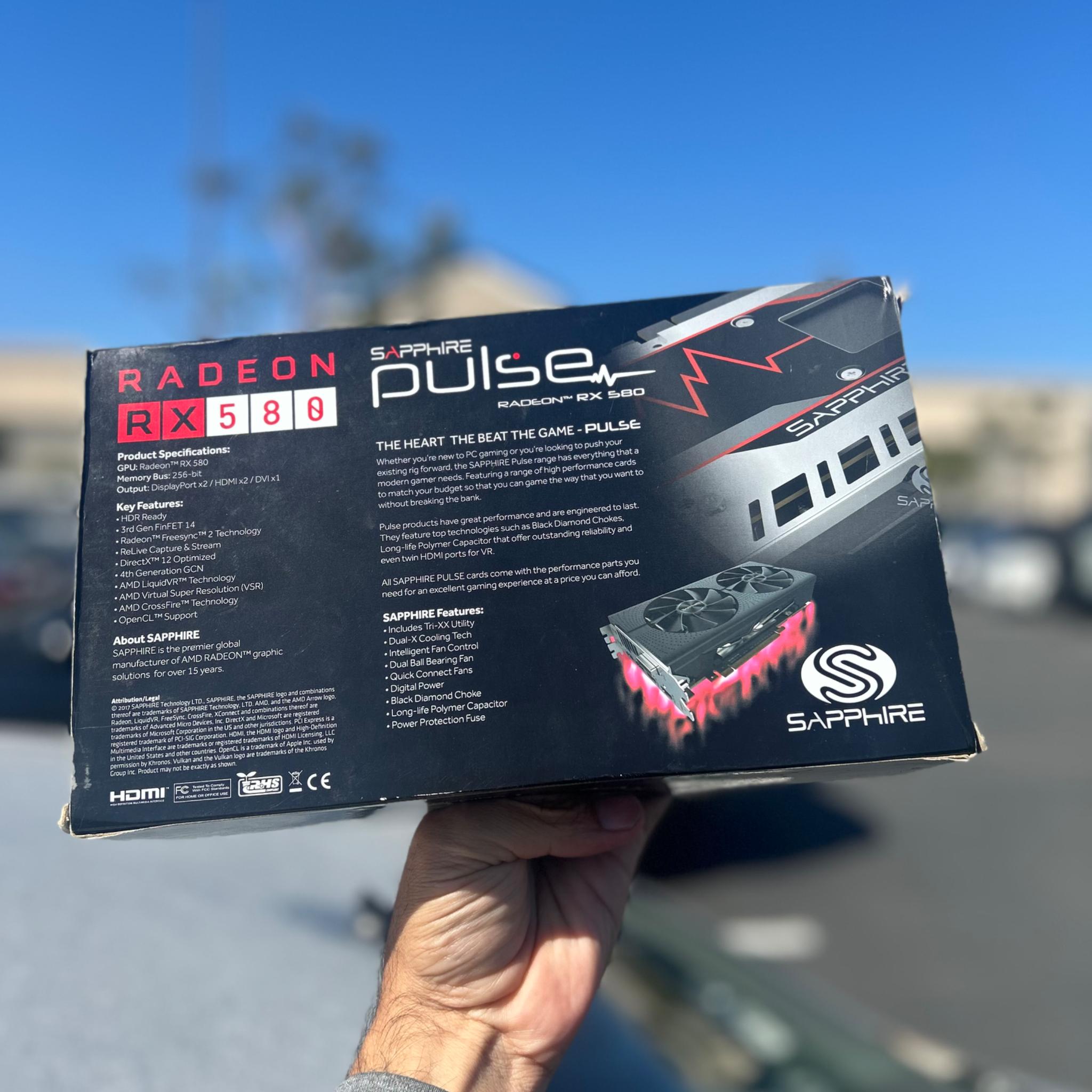 amd rx580 8gb sapphire pulse budget gaming pc GPU with box