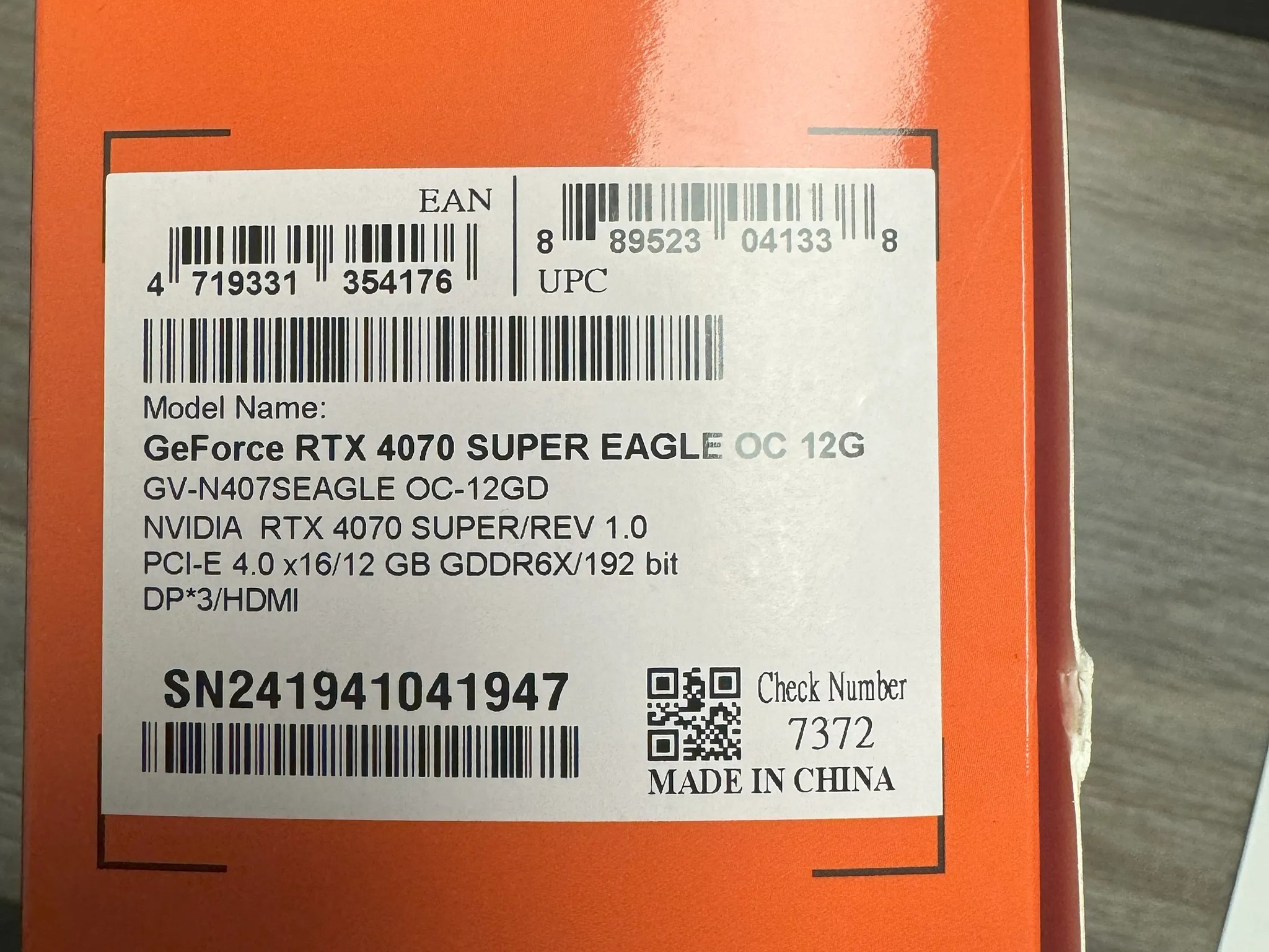 *NIB* GIGABYTE GeForce RTX 4070 Super Eagle OC 12GB