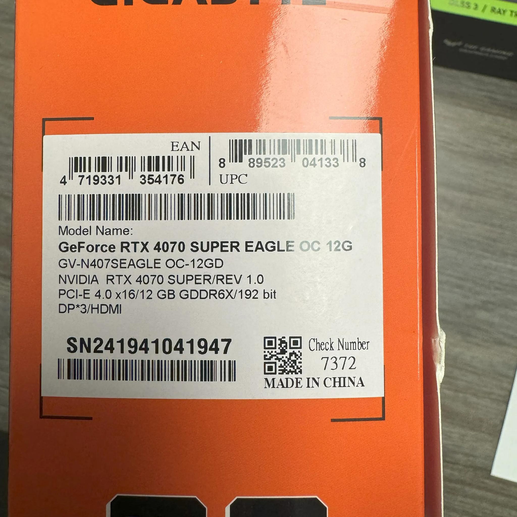 *NIB* GIGABYTE GeForce RTX 4070 Super Eagle OC 12GB