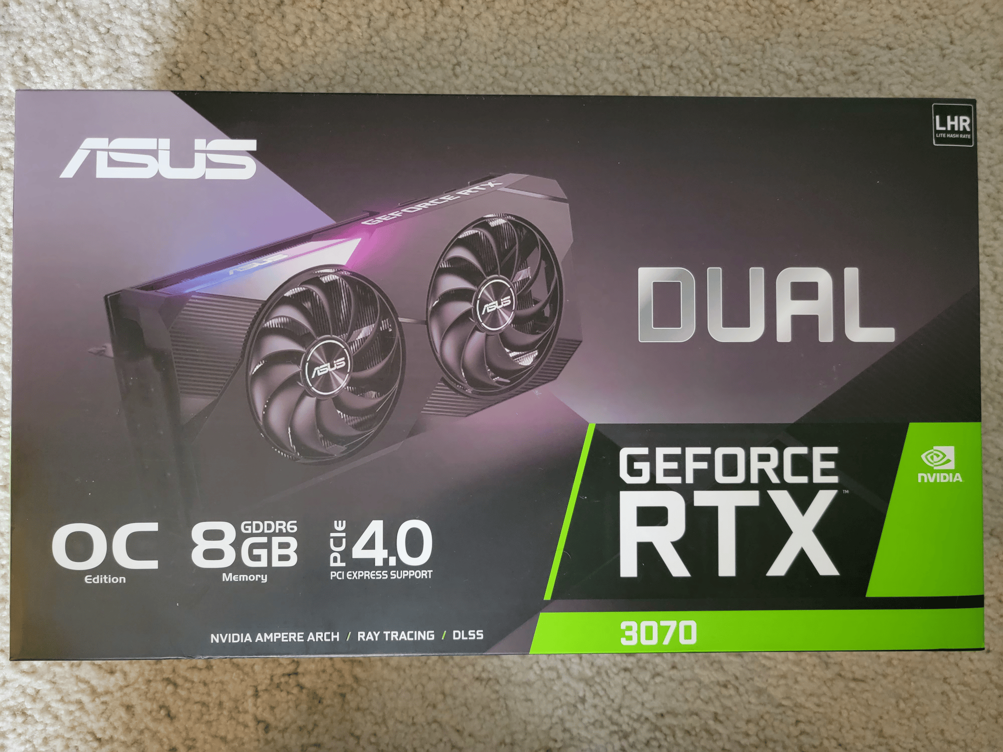 Asus Dual RTX 3070 V2 OC 8GB GDDR6 LHR Like New With Original Box