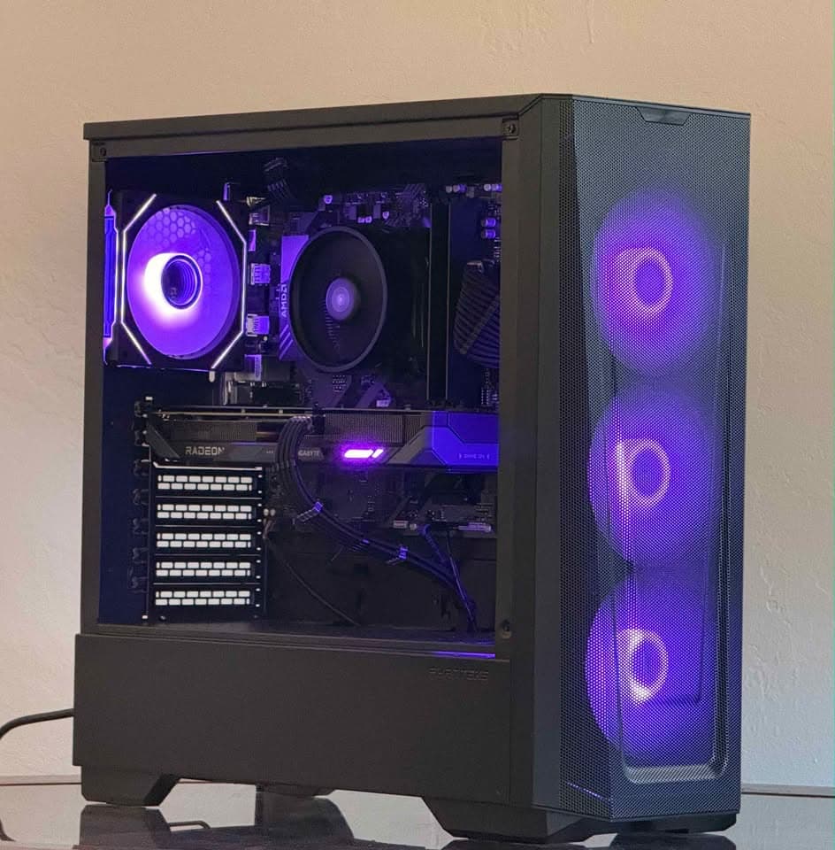 FREE SHIPPING 🖤 🌈 Black RGB Gaming PC | RX 9060 XT 16GB | Ryzen 5 7600 | 1TB SSD | 16GB...