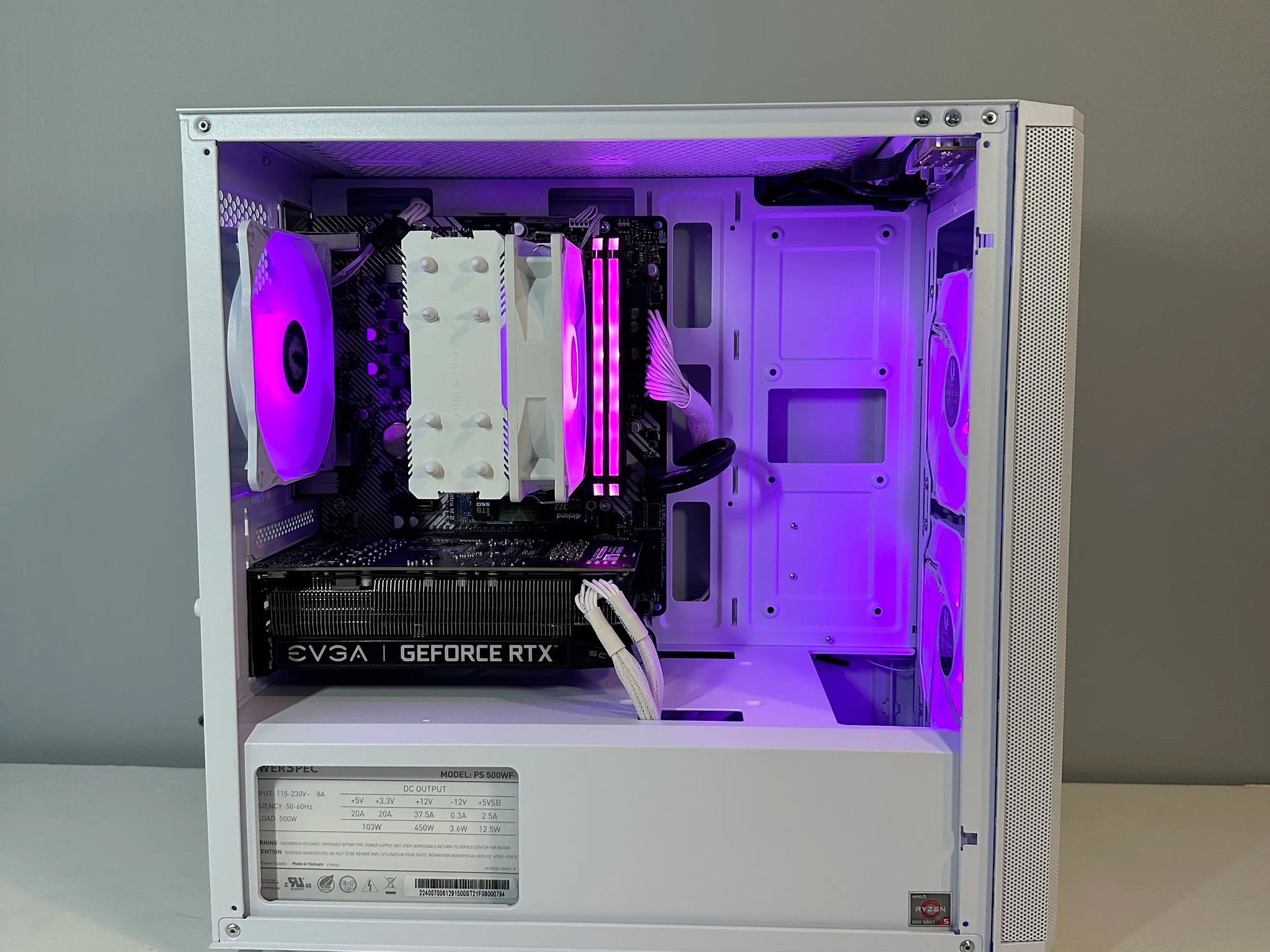 AMD Ryzen 5 5500/ RTX 2060 6GB Custom White RGB Gaming PC Bundle W/Keyboard/Mouse/Headset & Mic