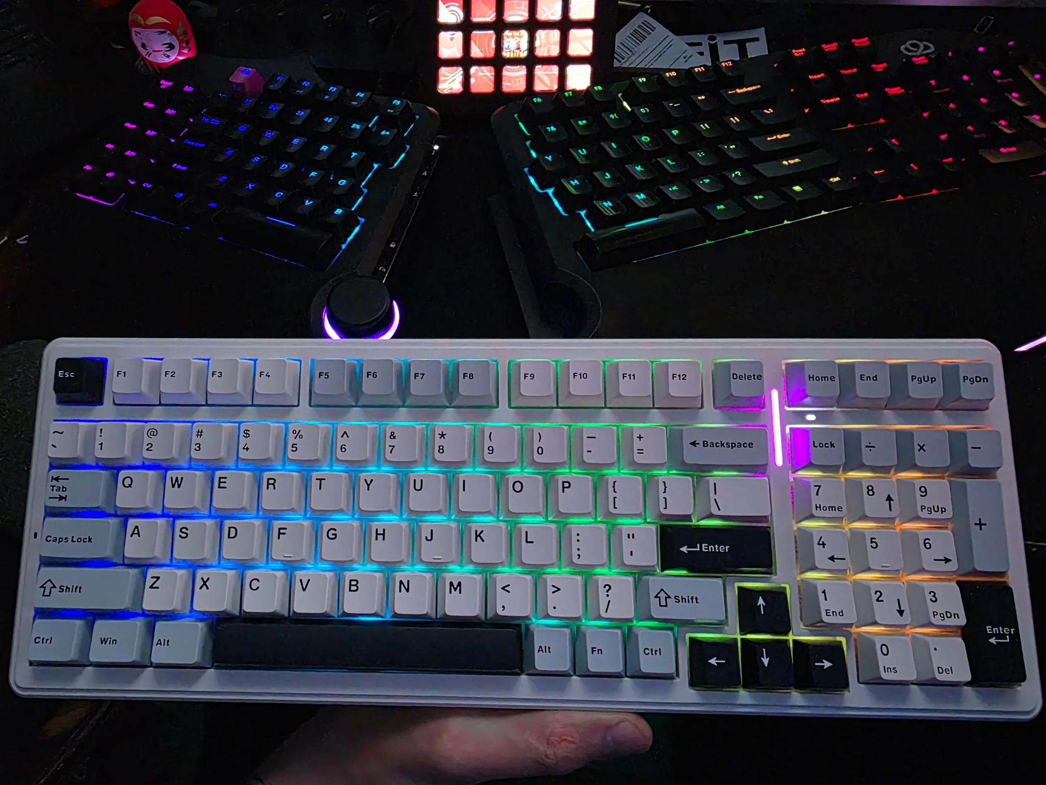 AULA F99 Wireless Mechanical Keyboard - Blue & White, RGB, Hot-Swappable, 99 Keys, Pre-Lubed