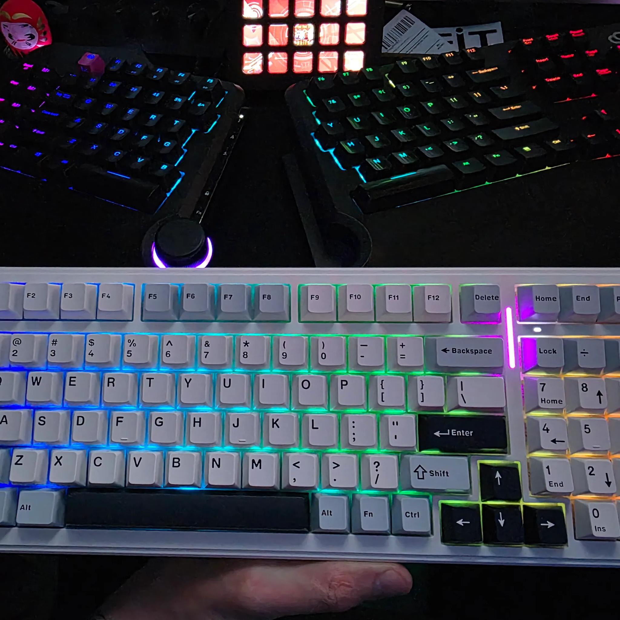 AULA F99 Wireless Mechanical Keyboard - Blue & White, RGB, Hot-Swappable, 99 Keys, Pre-Lubed