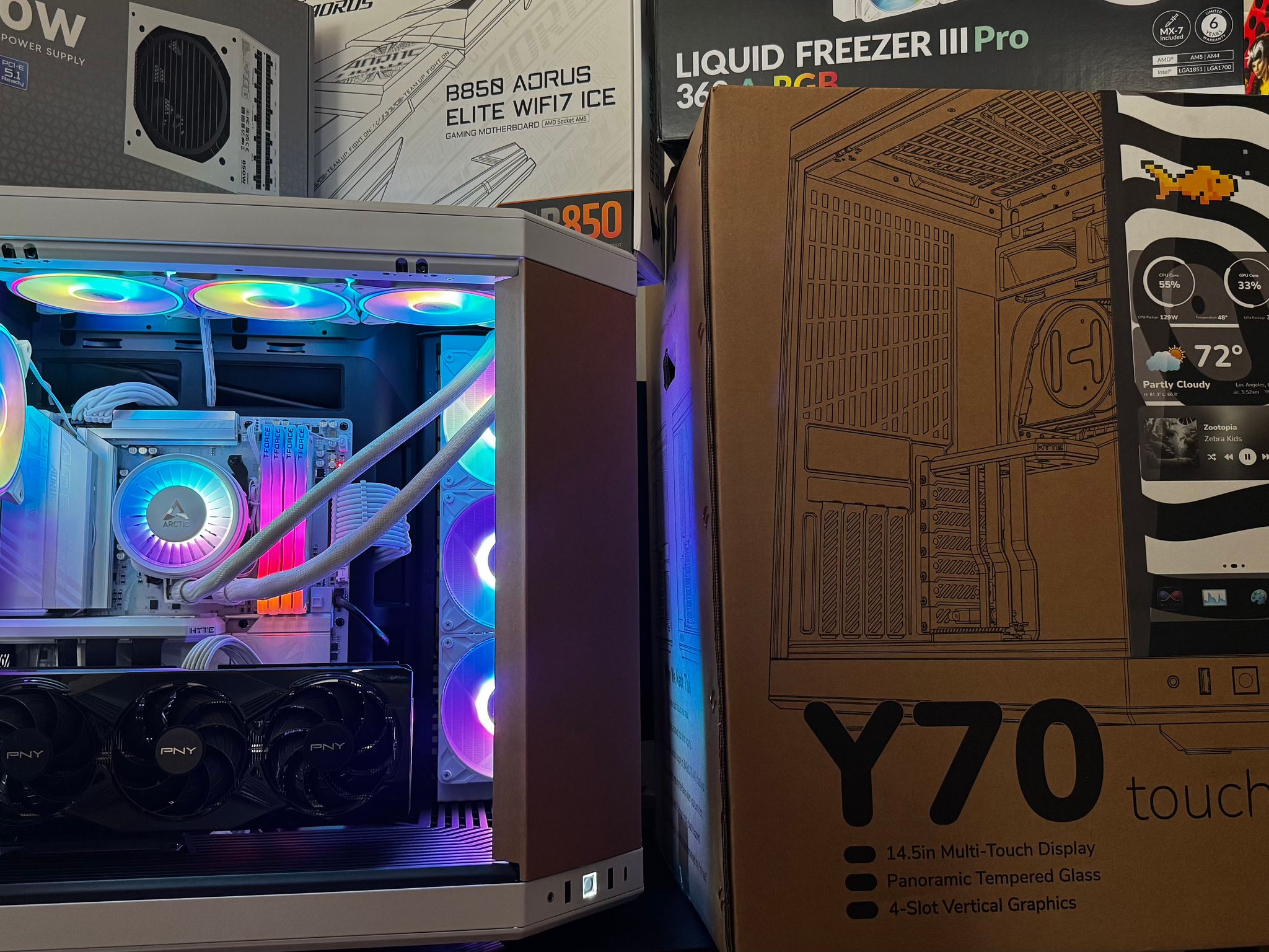 HYTE Y70 TOUCH PANDA/ Ryzen 9800x3D/ 5070ti/ 6tb nvme/ 64gb DDR5/ FREE HYTE KEEB KB WITH PURCHASE
