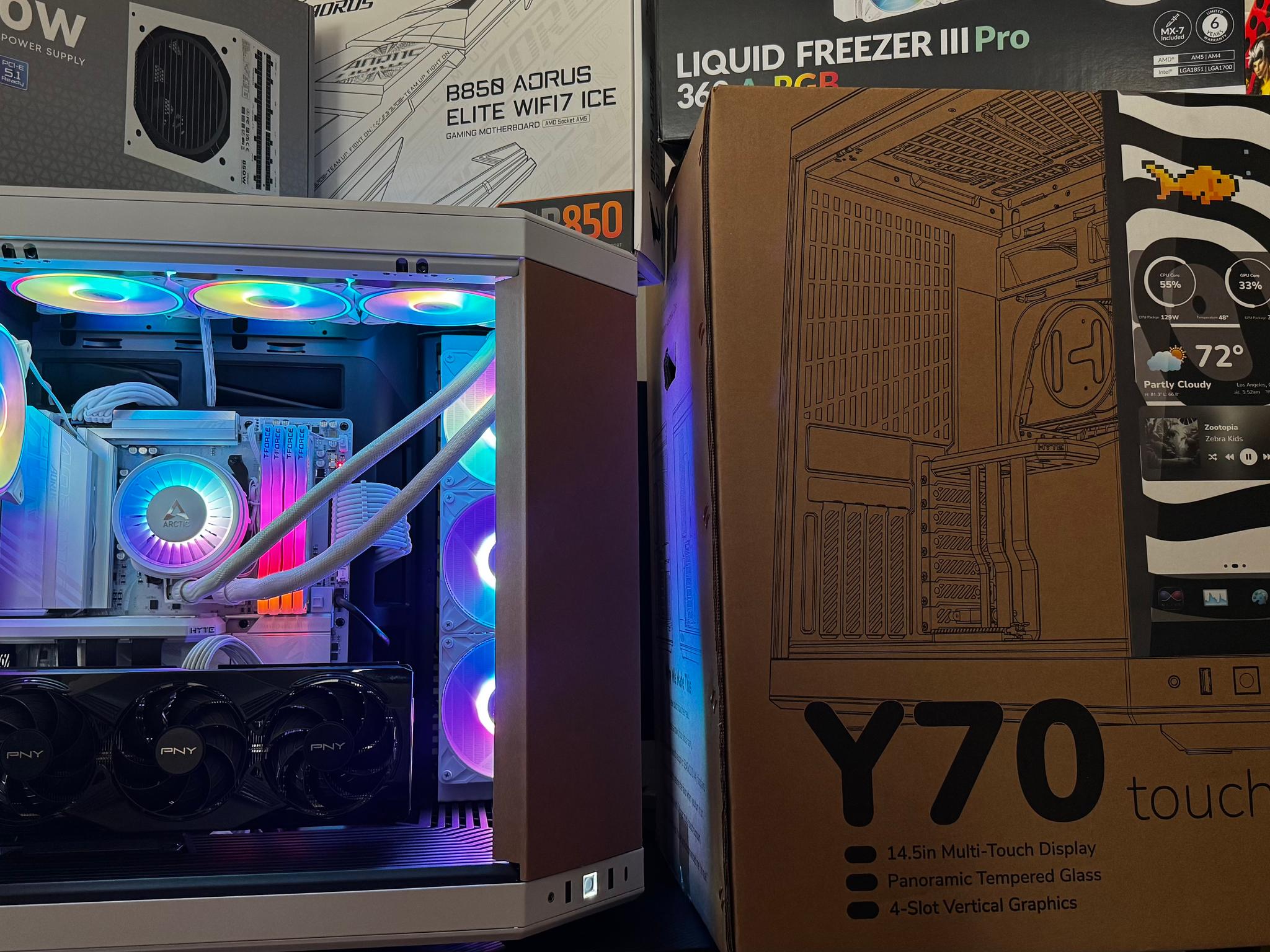 HYTE Y70 TOUCH PANDA/ Ryzen 9800x3D/ 5070ti/ 6tb nvme/ 64gb DDR5/ FREE HYTE KEEB KB WITH PURCHASE