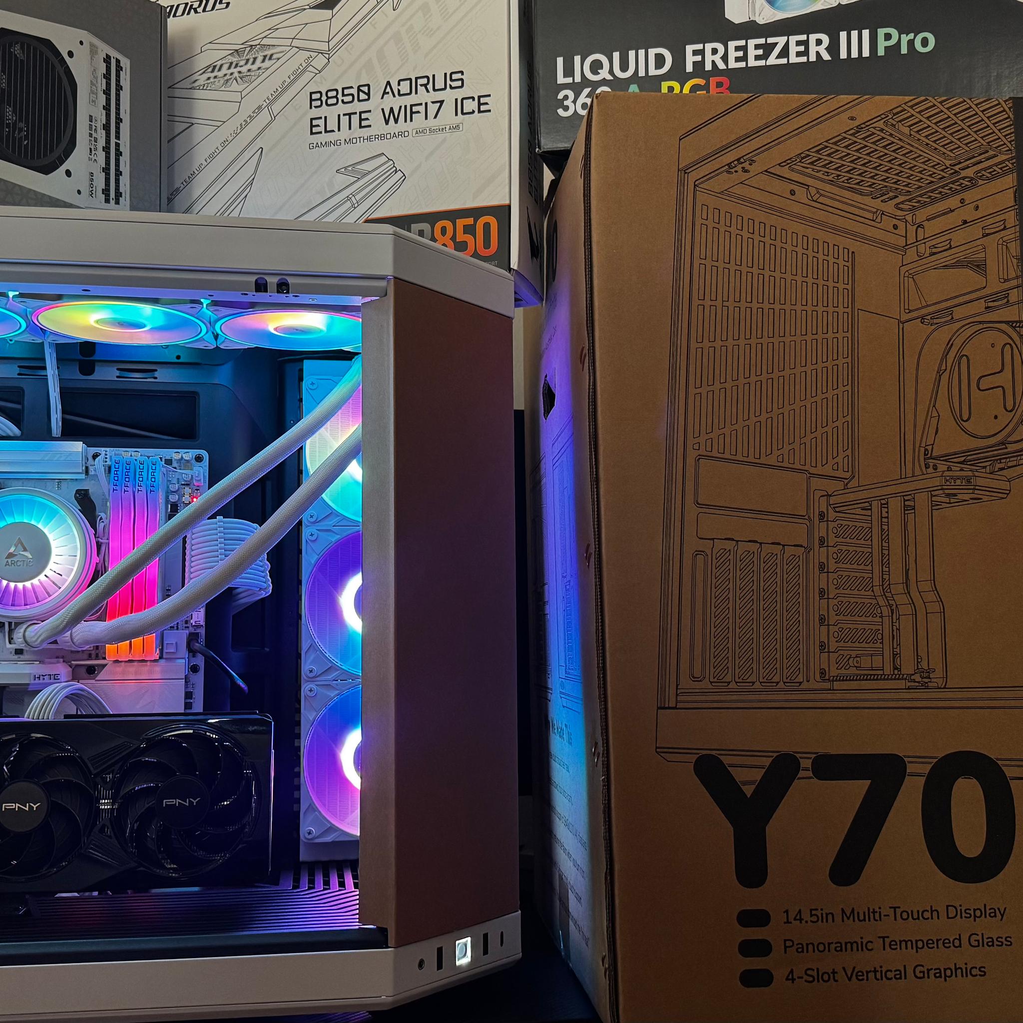 HYTE Y70 TOUCH PANDA/ Ryzen 9800x3D/ 5070ti/ 6tb nvme/ 64gb DDR5/ FREE HYTE KEEB KB WITH PURCHASE