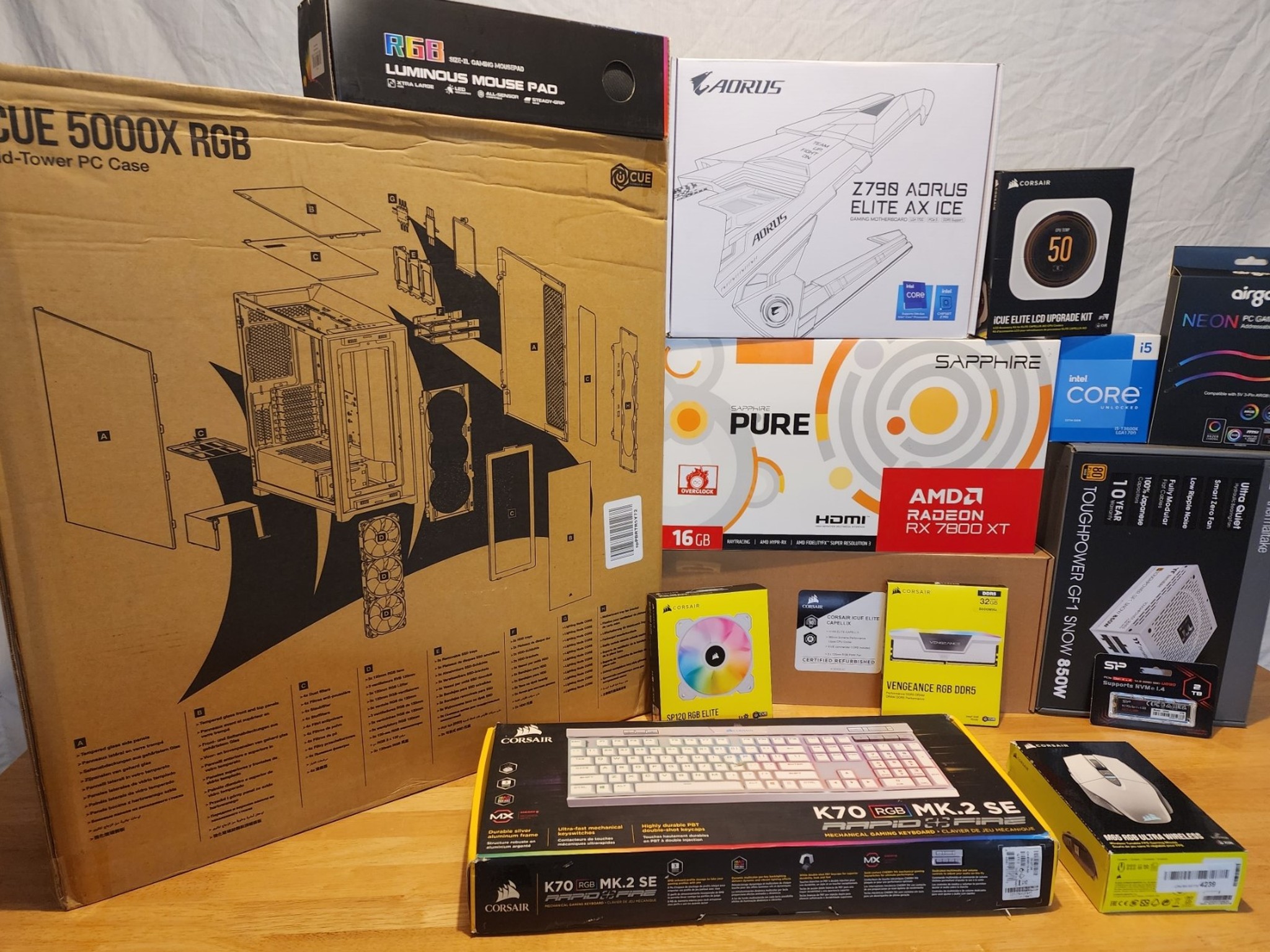 White Corsair Gaming BEAST!!! w/ Keyboard, Mouse, & RGB Deskmat