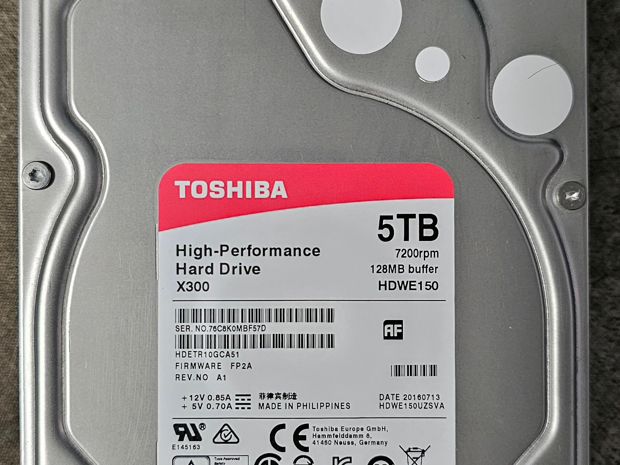 Toshiba X300 5TB SATAIII 3.5" 7200RPM HDD (Refer To Pictures)
