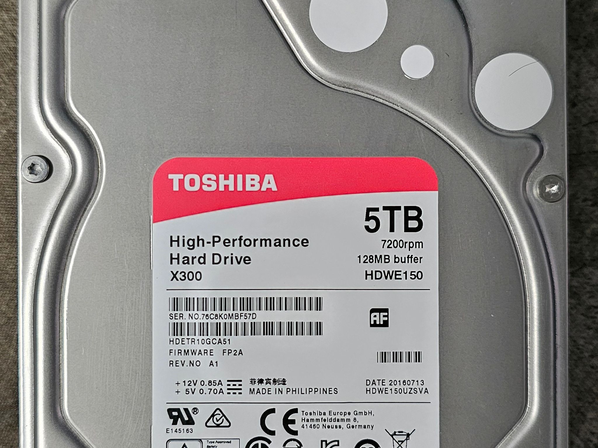 Toshiba X300 5TB SATAIII 3.5" 7200RPM HDD (Refer To Pictures)