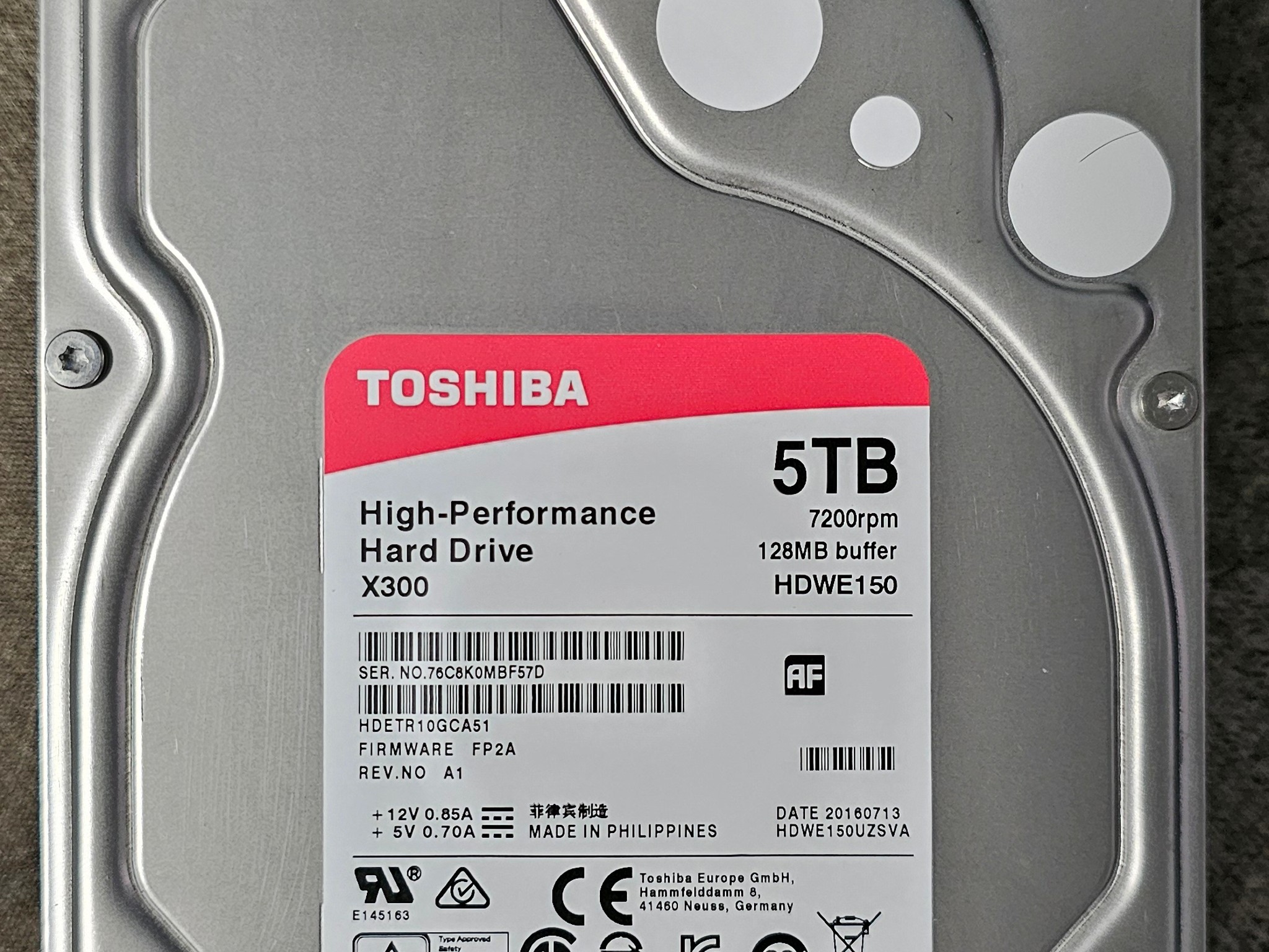 Toshiba X300 5TB SATAIII 3.5" 7200RPM HDD (Refer To Pictures)