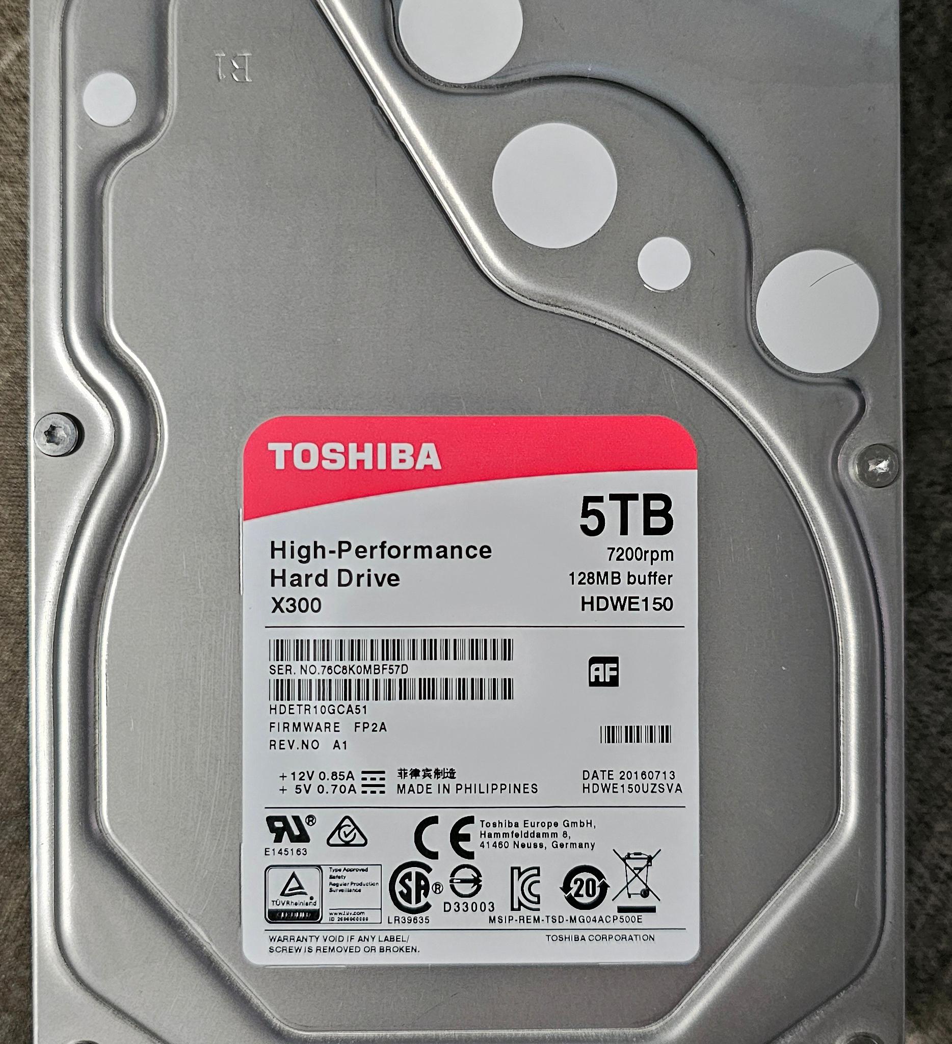Toshiba X300 5TB SATAIII 3.5" 7200RPM HDD (Refer To Pictures)