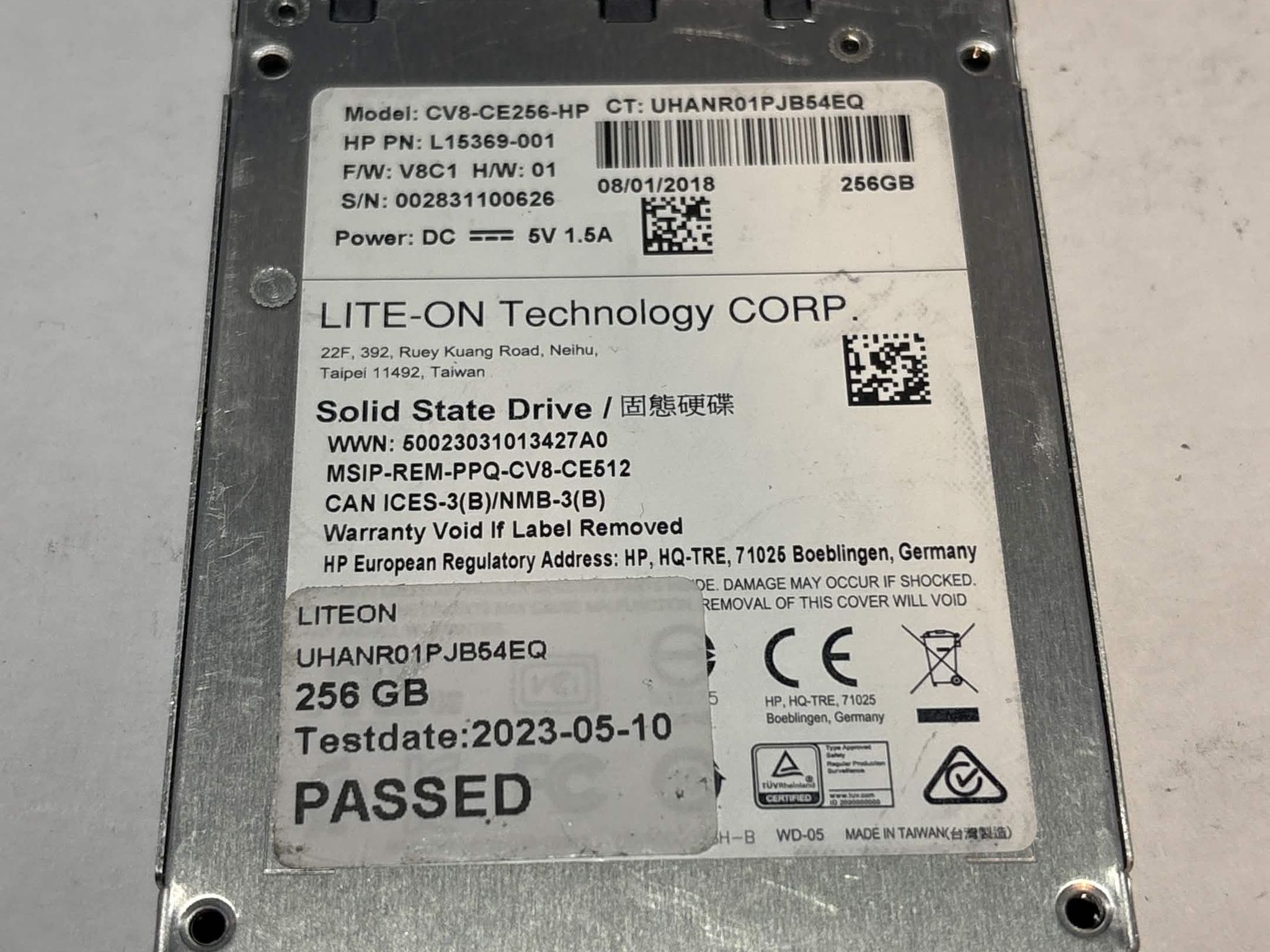 Lite-On CV8-CE256-HP 256GB SATA SSD | Tested & Functional