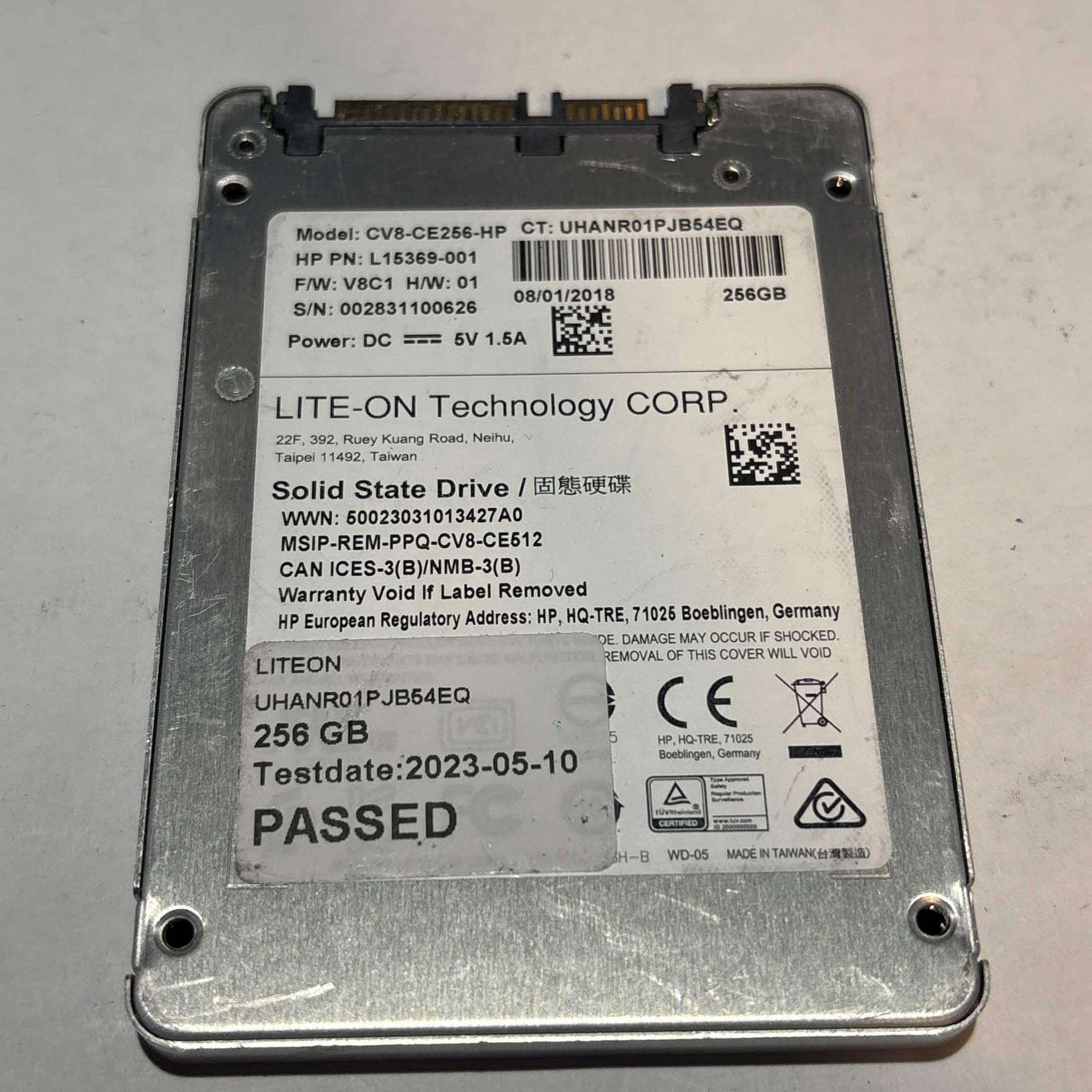 Lite-On CV8-CE256-HP 256GB SATA SSD | Tested & Functional