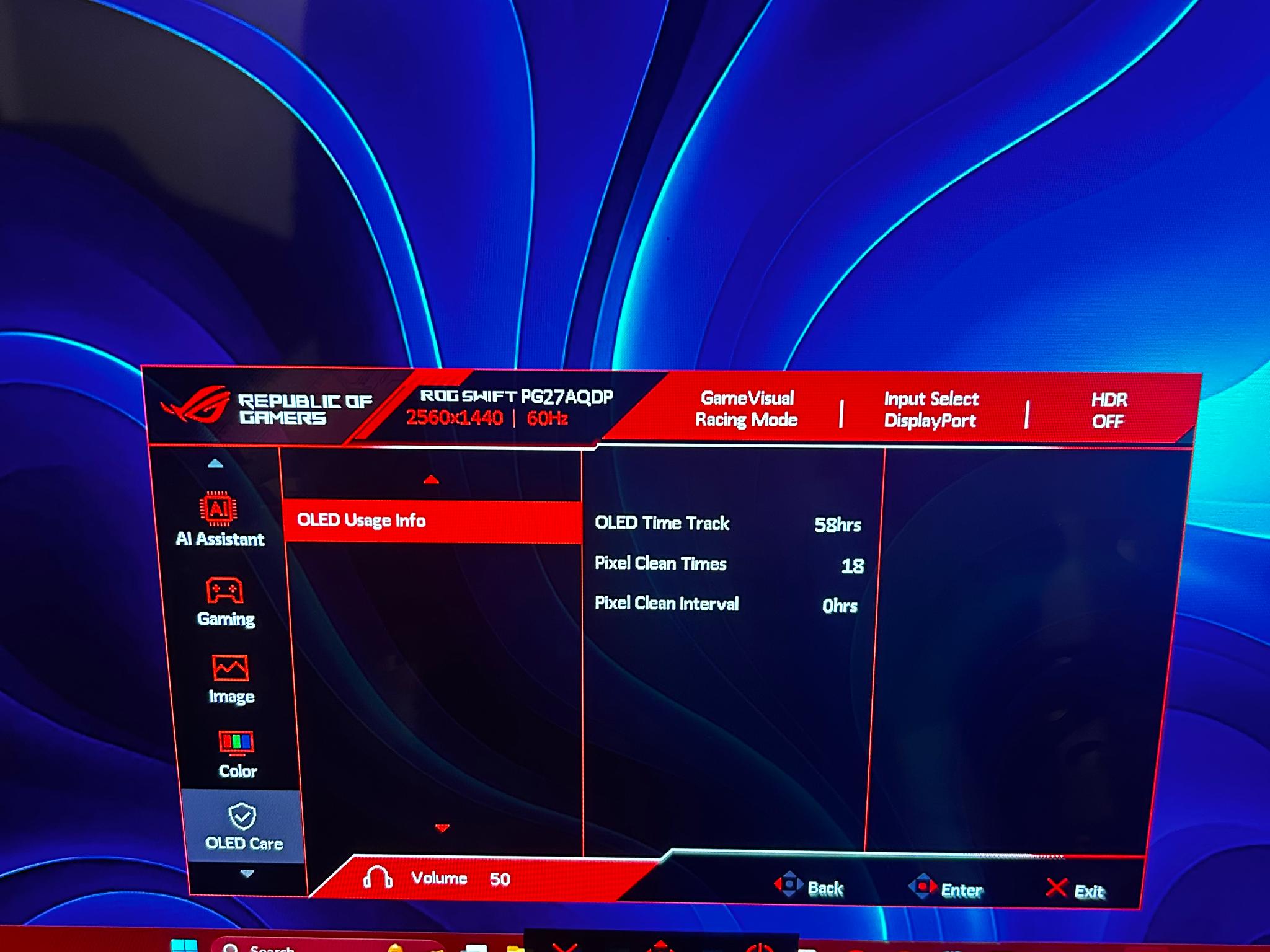 ASUS ROG 27” OLED (480hz Refresh Rate) 2560x1440 Resolution Gaming Monitor (PG27AQDP)