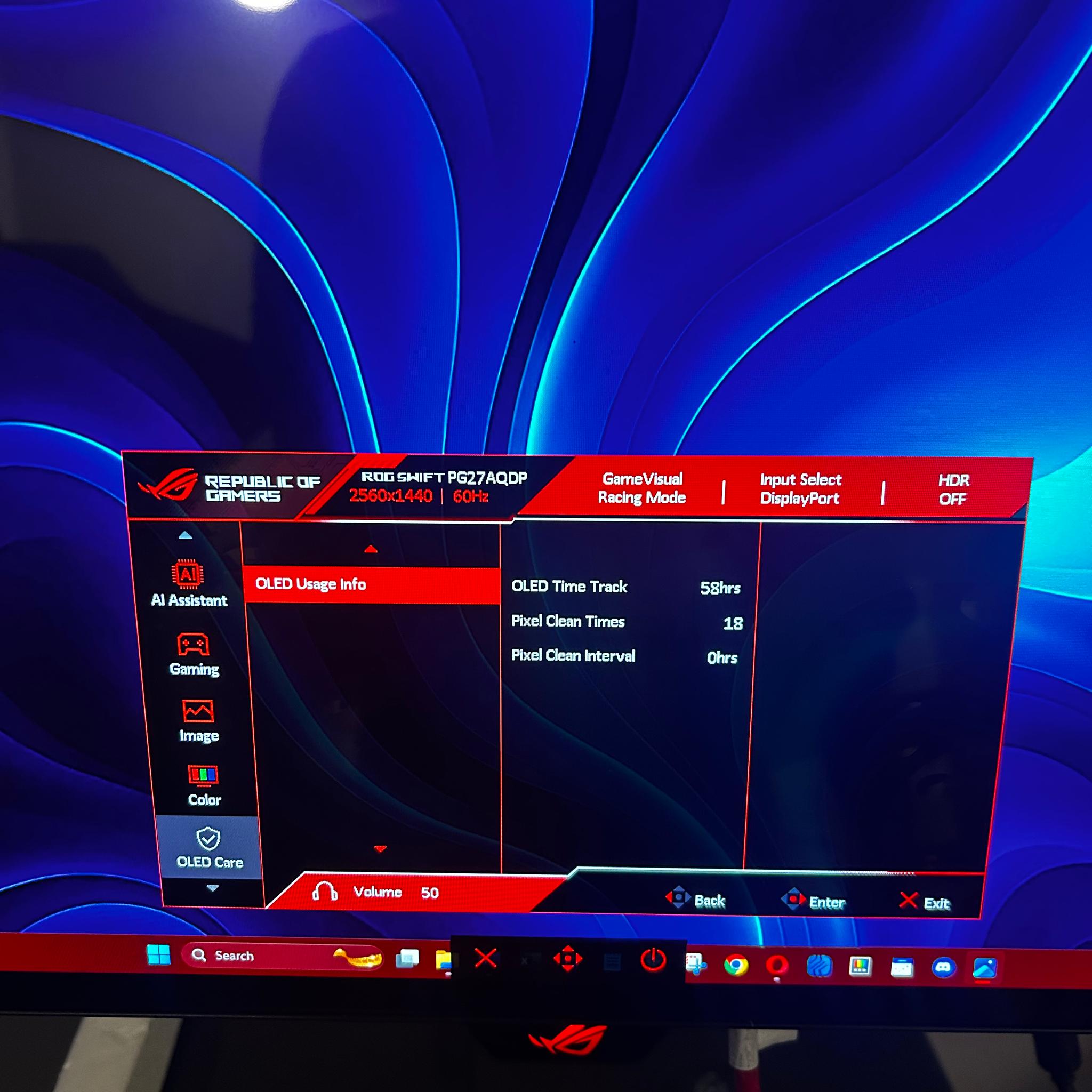 ASUS ROG 27” OLED (480hz Refresh Rate) 2560x1440 Resolution Gaming Monitor (PG27AQDP)
