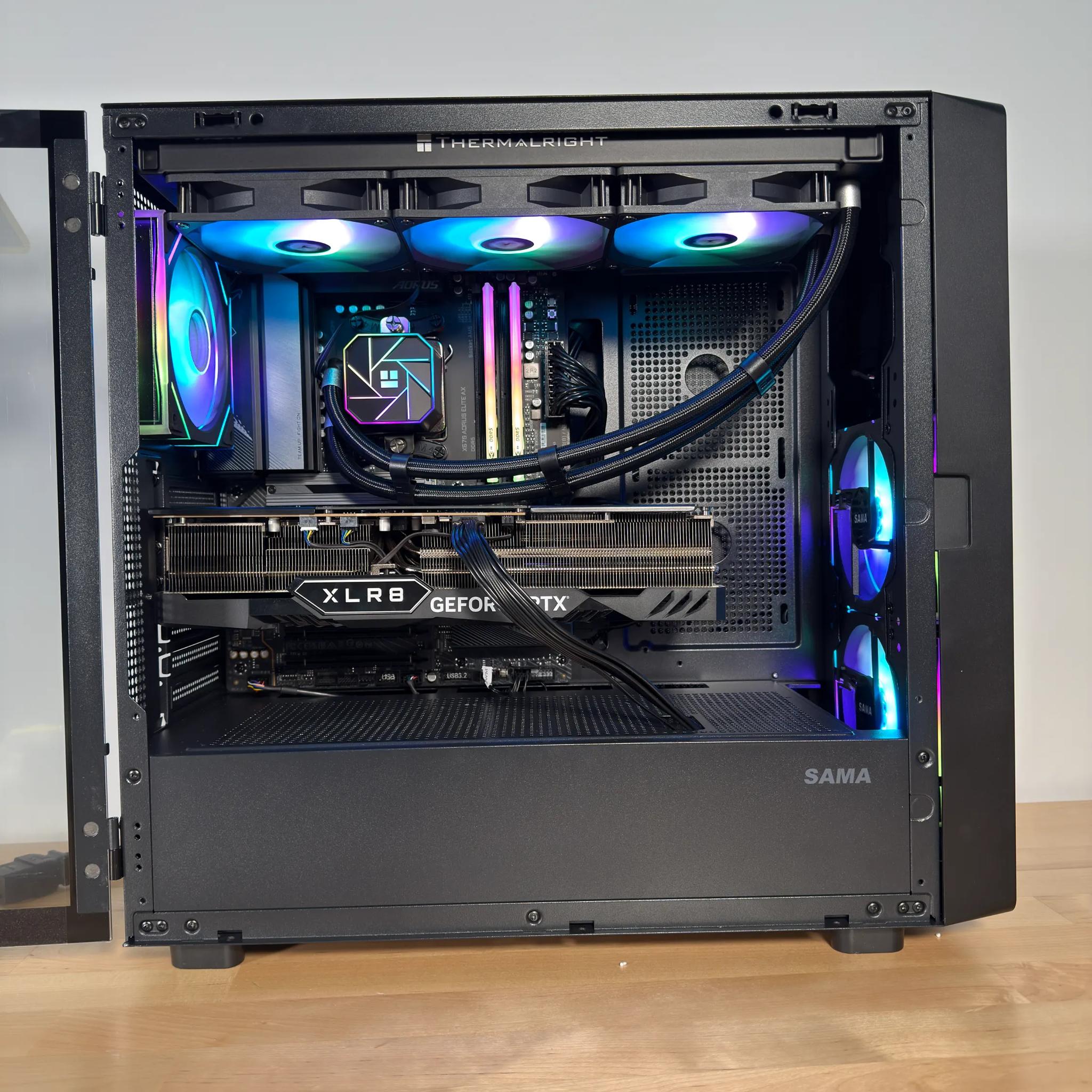 RTX 4080 Ryzen 9800X3D Gaming PC with Customizable Screen