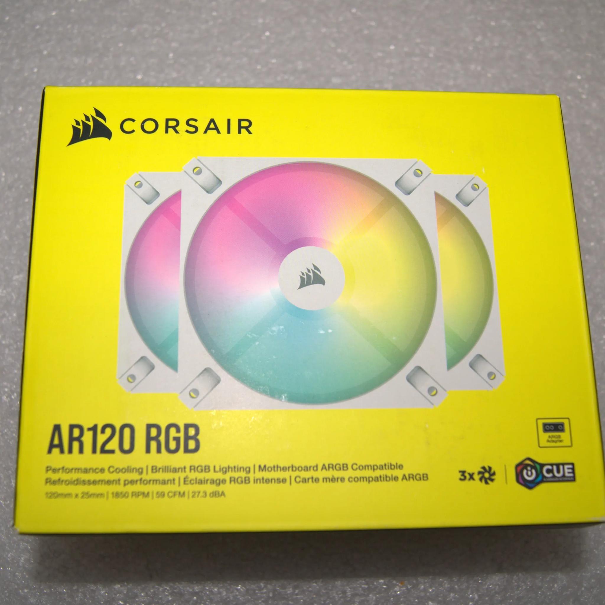 CORSAIR AR120 RGB White 120mm ARGB-compatible Fan, Triple Pack