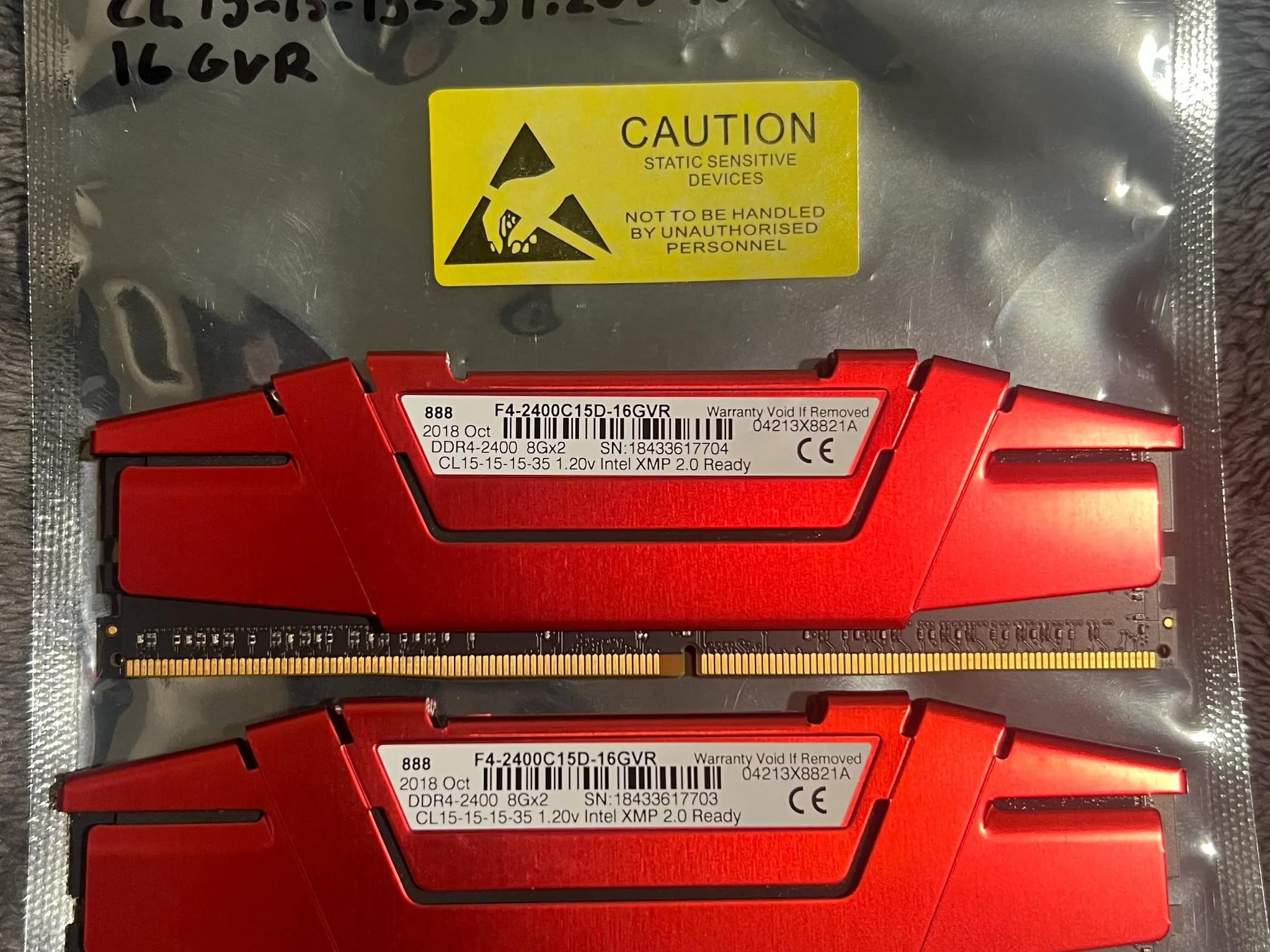 2X- G.SKILL Ripjaws V Series 16GB (2 x 8GB) DDR4 2400 MT/s CL15-15-15-35 1.20V