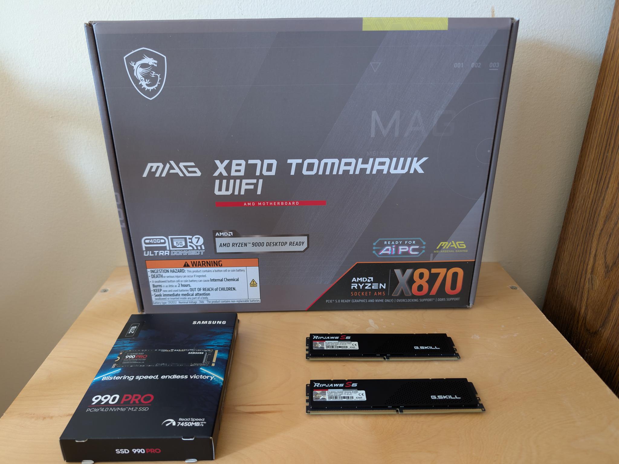 MSI X870 Tomahawk WiFi + Samsung 990 PRO 2TB + G.SKILL 32GB DDR5-6000 CL30 Bundle