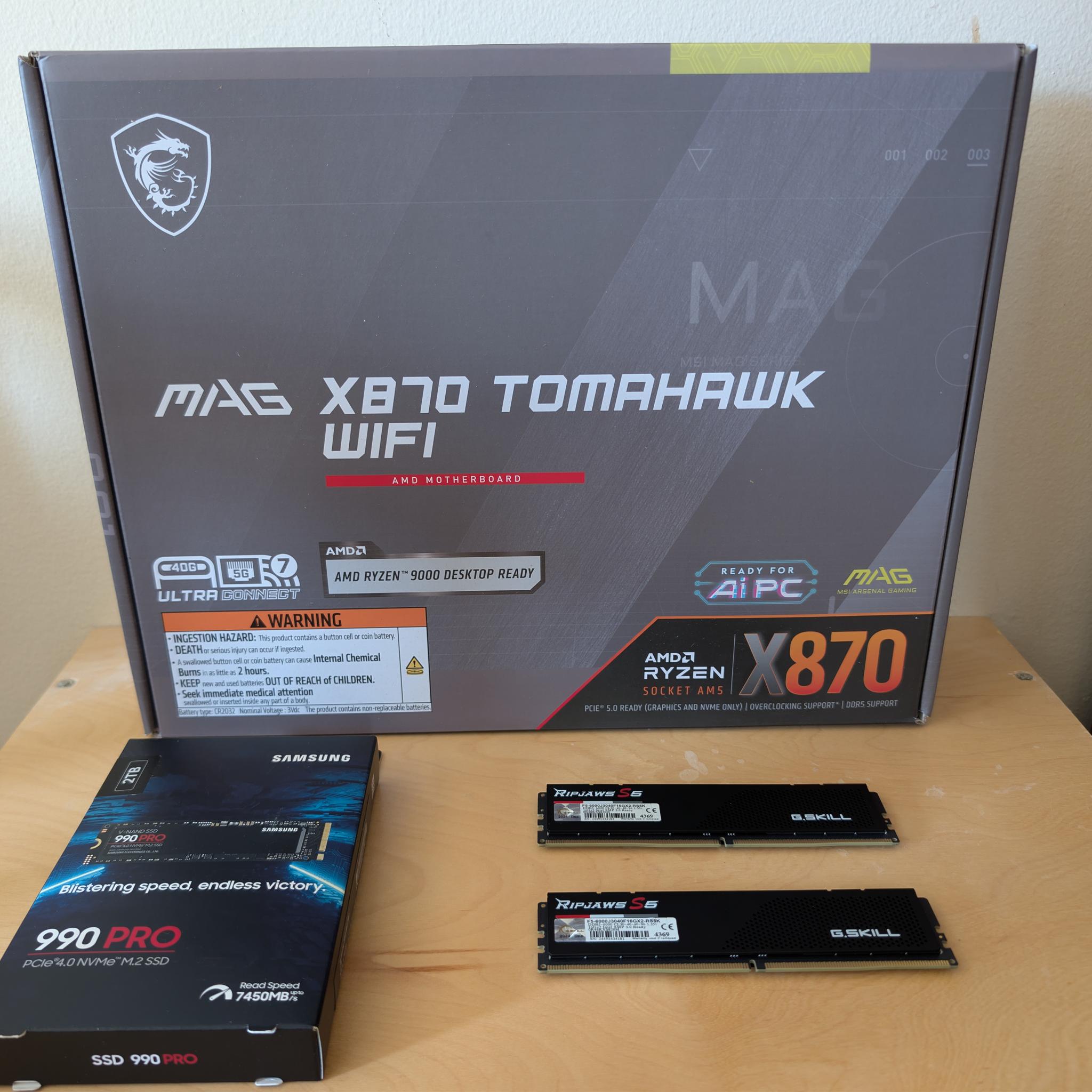 MSI X870 Tomahawk WiFi + Samsung 990 PRO 2TB + G.SKILL 32GB DDR5-6000 CL30 Bundle