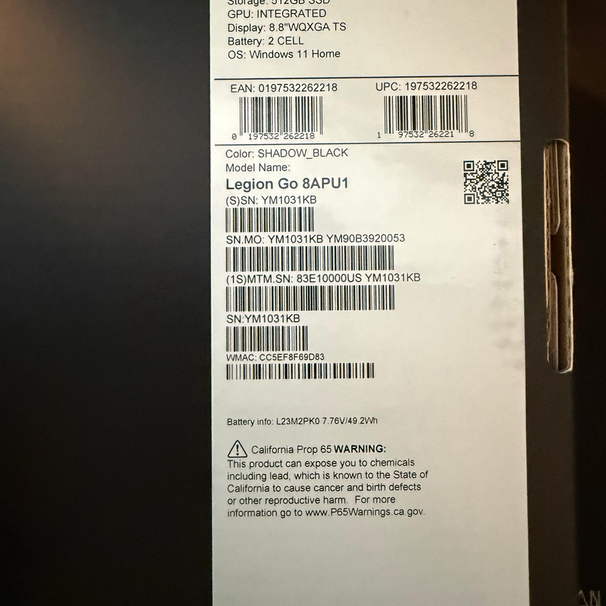 Lenovo Legion Go 512GB — Like New | + accesories