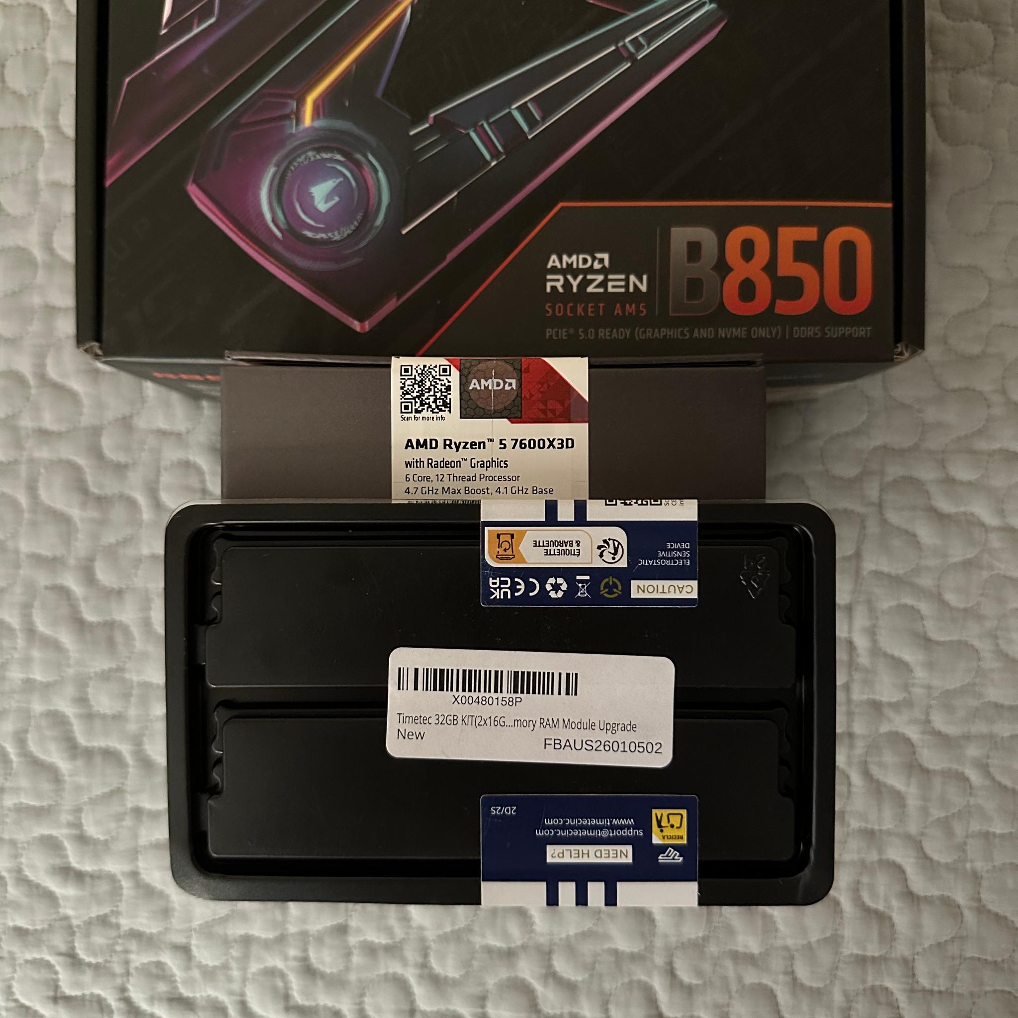 AMD Ryzen 5 7600X3D + AORUS PRO B850i Mini ITX + Timetec Premium 32GB DDR5 RAM