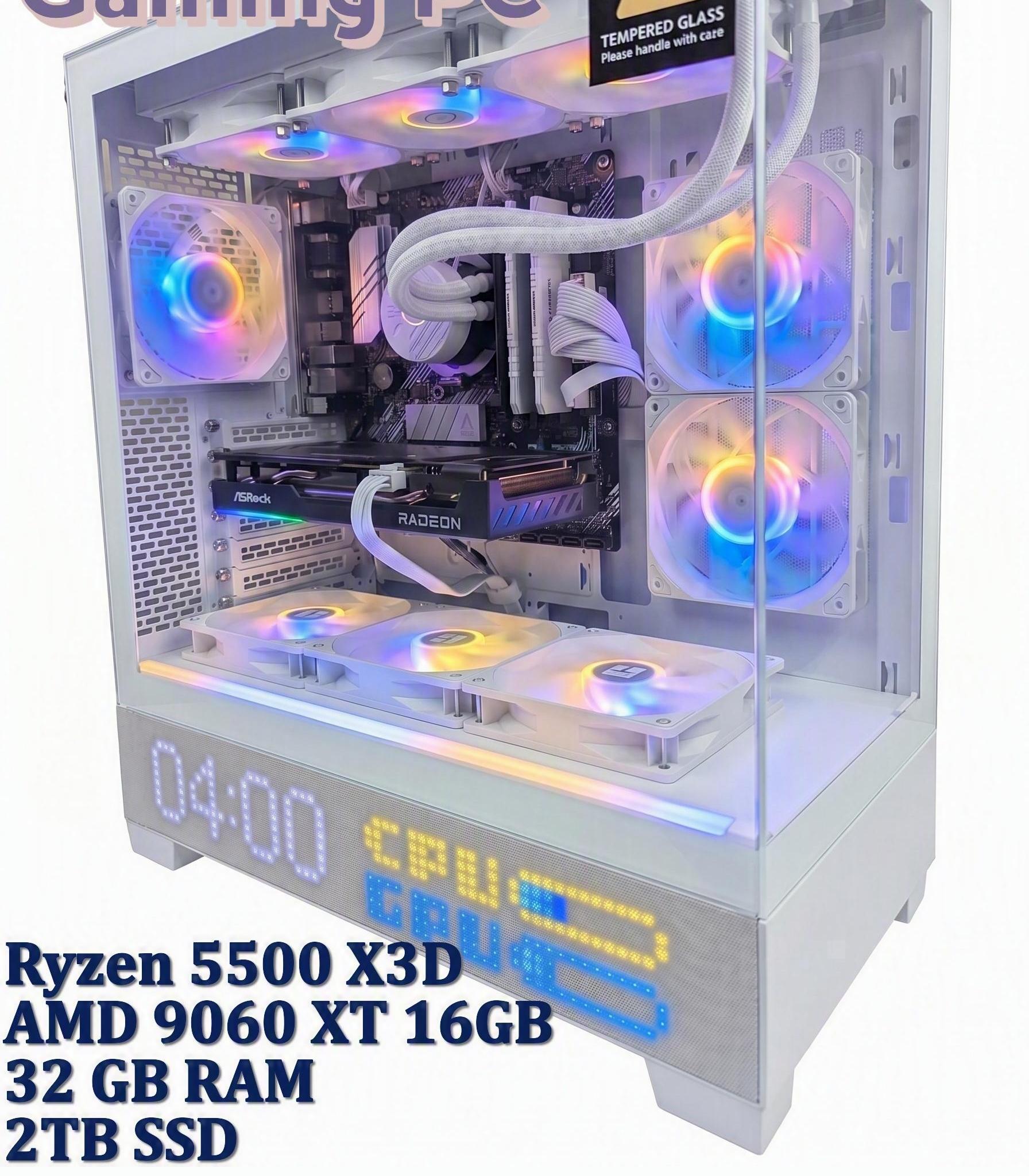 Ryzen 5500X3D + 9060 XT 16GB High Performance Gaming PC - All New Parts